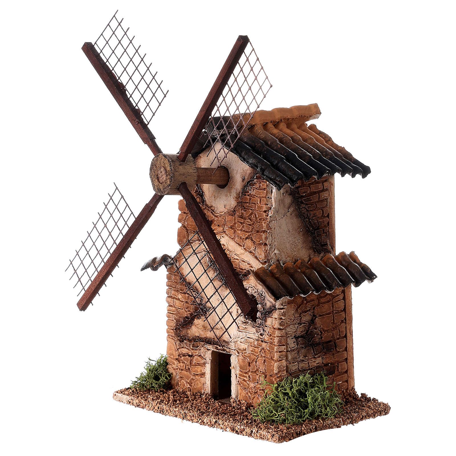 Holyart Molinos para el belén: Molino de Viento Techo en declive belén 4 cm 15x10x10 cm