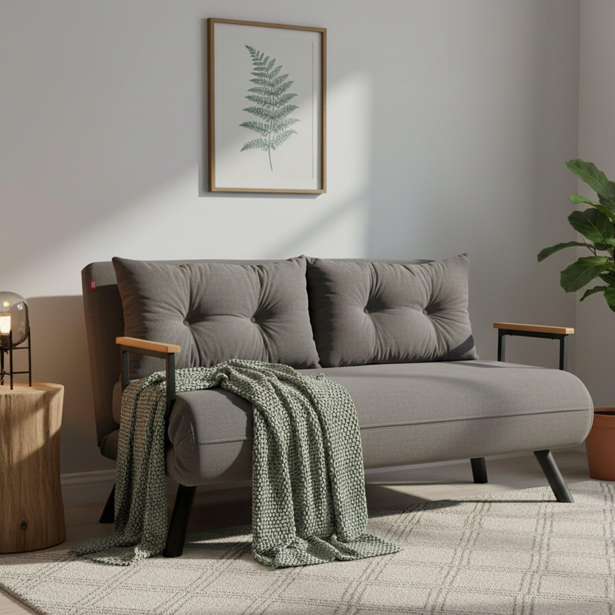 Dmora - Divano Letto 2 posti Merak, Sofà trasformabile, Divanetto per Ospiti, Poltrona Letto, 133x78 h78 cm, Grigio Scuro