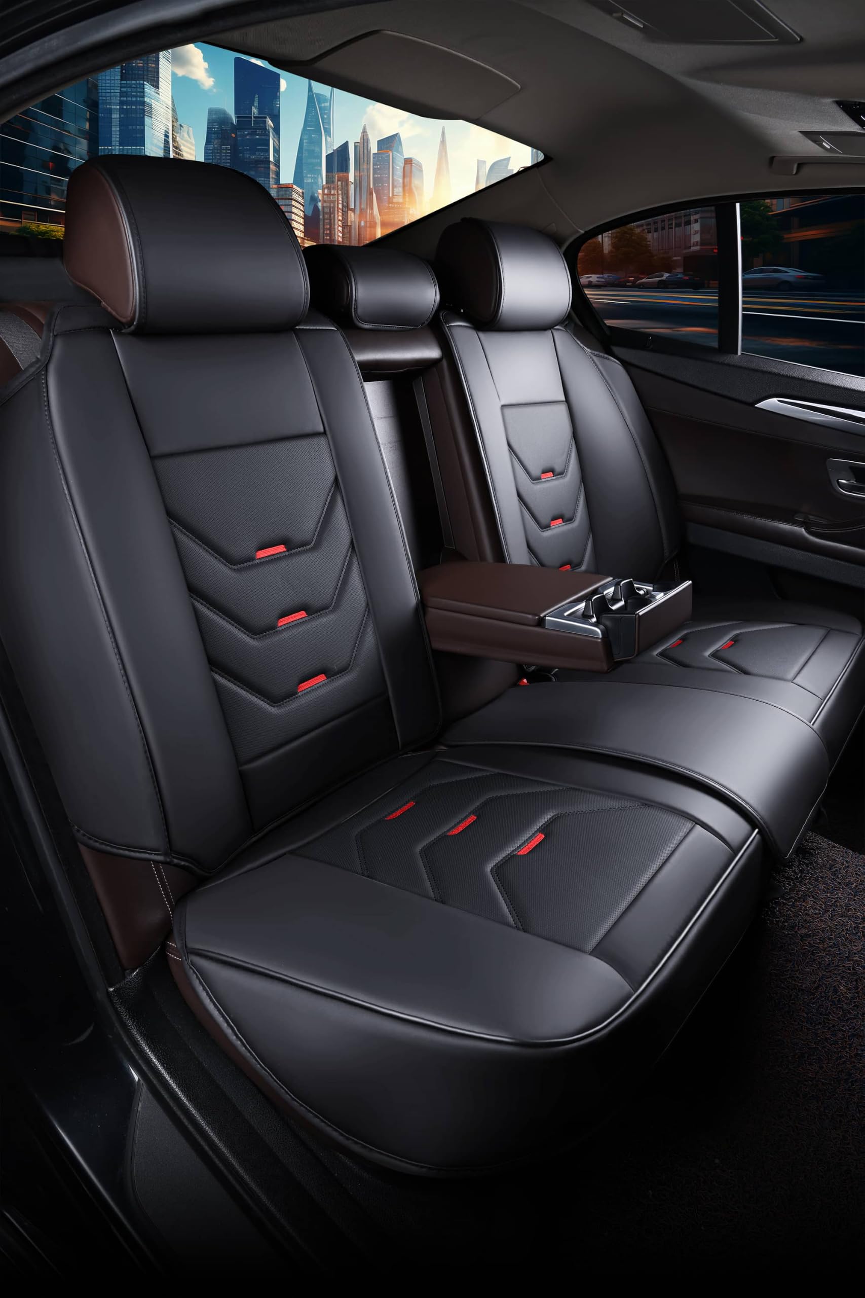 Autositzbezüge Universal für PKW & SUV – Premium Schonbezüge Komplettset Schwarz, hochwertig verarbeitet für mehr Sitzkomfort, Airbag-kompatibel Sitzauflage, für Vorder- und Rücksitze