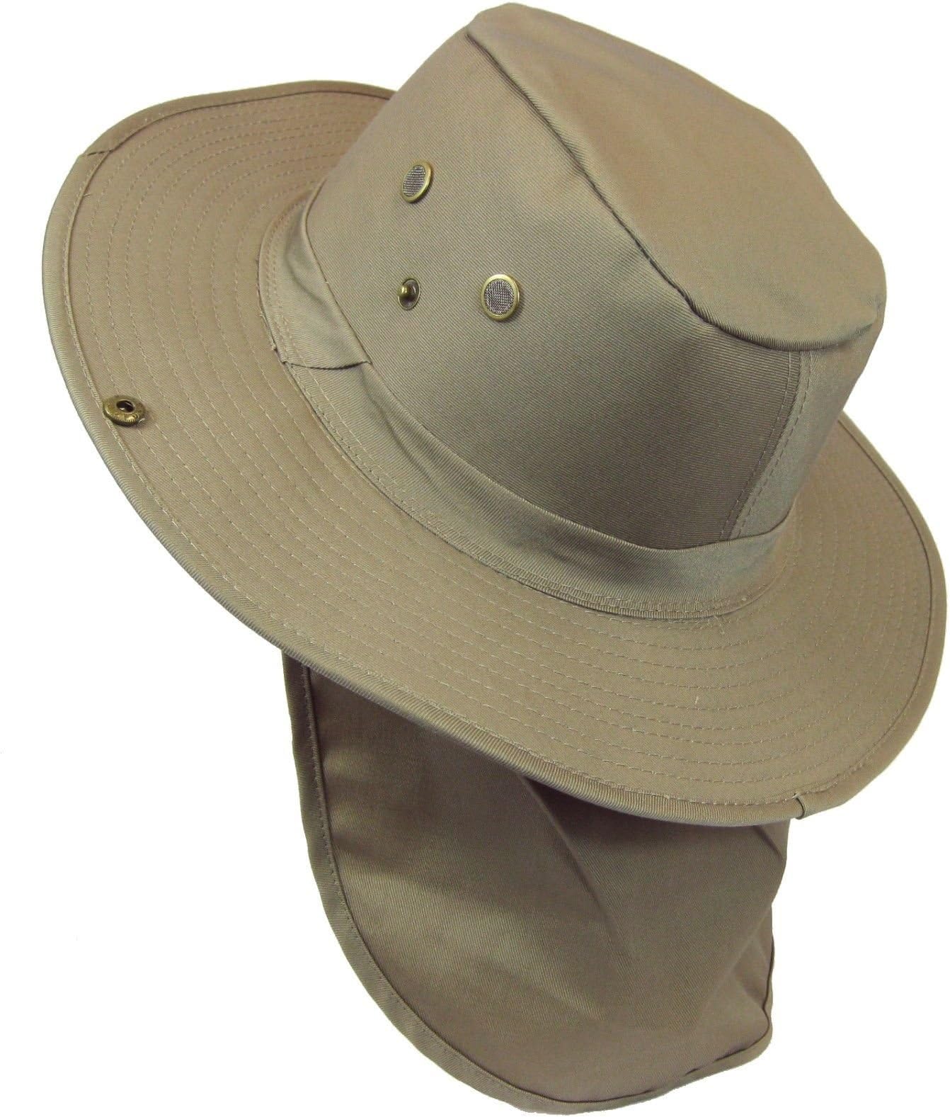 Boonie Bucket Hat Neck Flap Tactical Wide Brim Outdoor Military Khaki/Beige