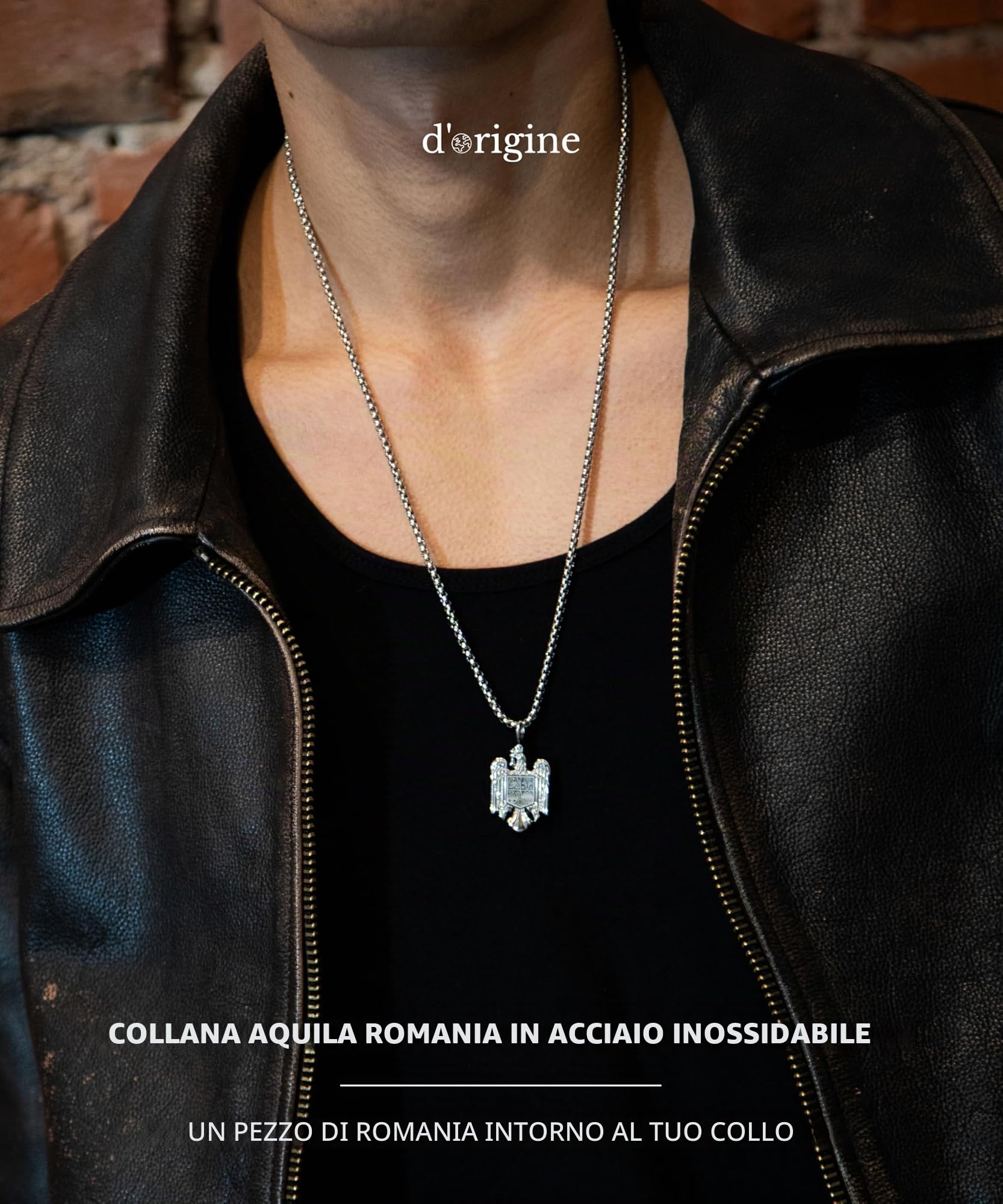 d'origine Romania aquila catena uomo – stemma rumeno (acciaio inossidabile)