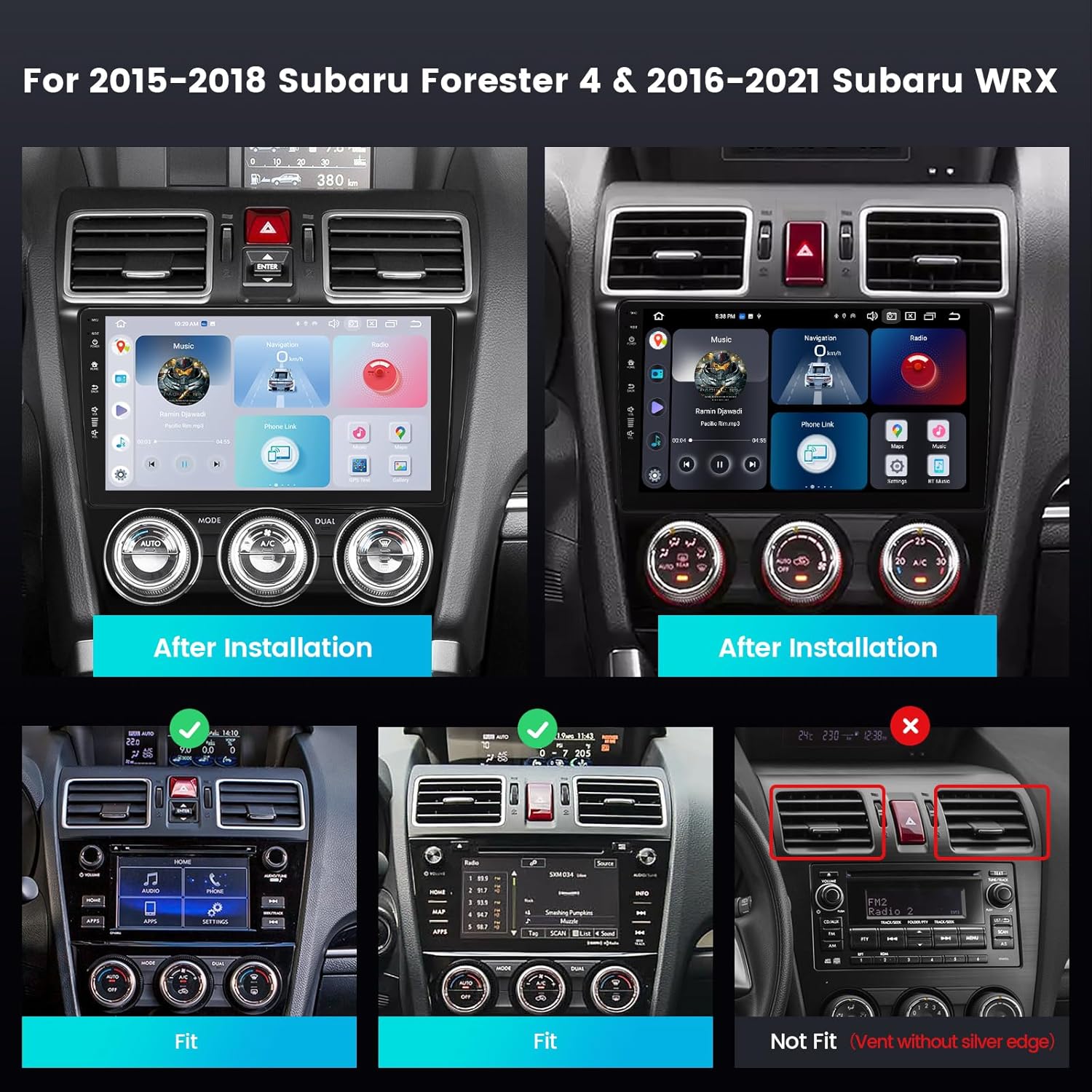 Roadanvi X12 8G+128G Car Stereo for 2015-2018 Subaru Forester 4 & 2016-2021 Subaru WRX Carplay & Android Auto Head Unit, WiFi & 4G LTE, Bluetooth, GPS Navigation 9" Touch Screen 1280x720 QLED