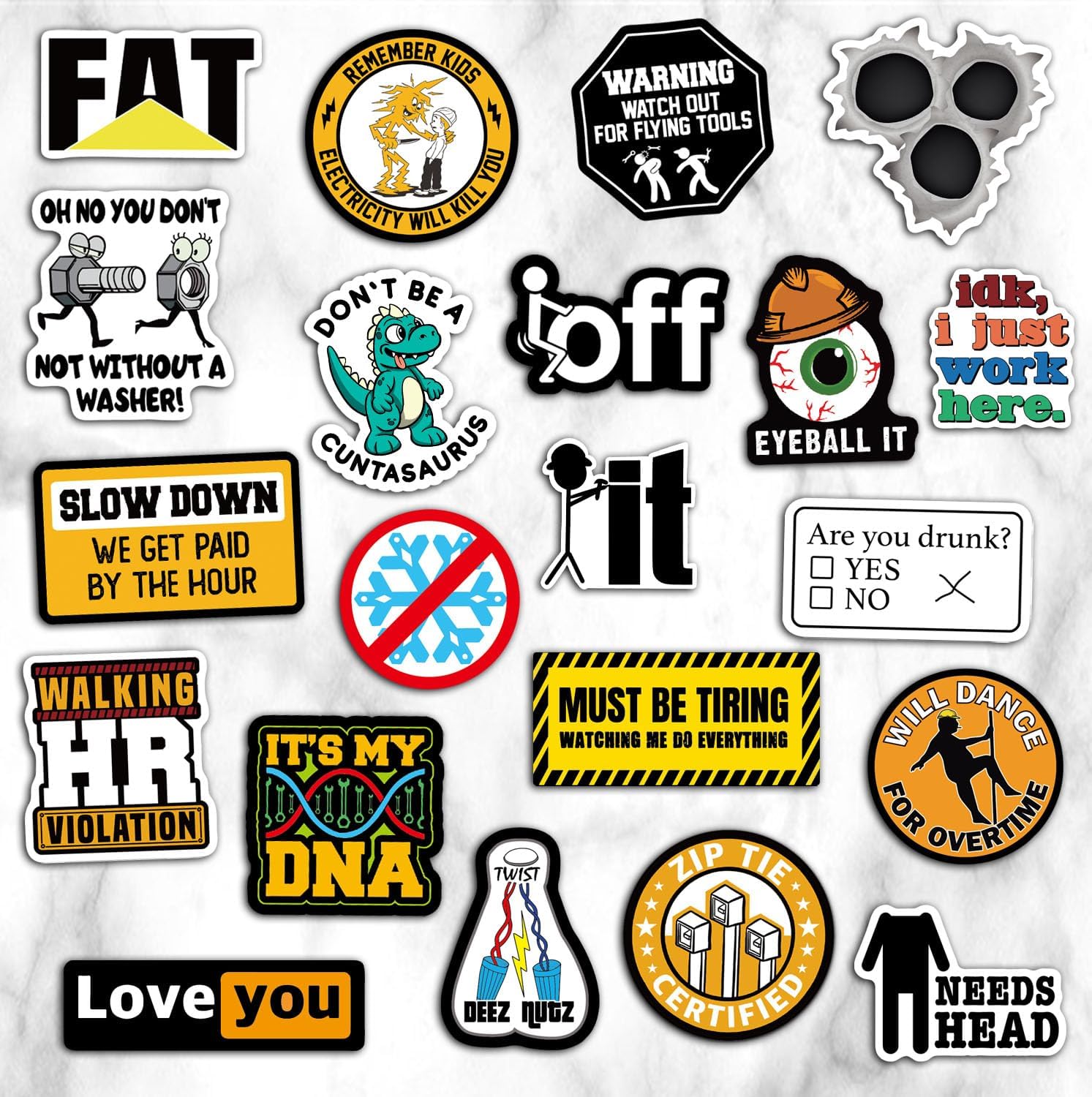 200 PCS Funny Hard Hat Stickers for Adults - Waterproof Funny Stickers for Welding Helmet, Tool Box, Electrician, Construction Humor Military - Blue Collar Gifts for Union