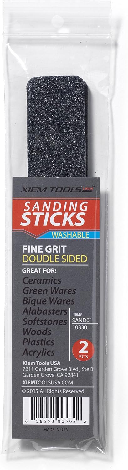 Xiem Tools Sanding Sticks for Ceramics, Pottery, Color Clay, Wood, Plastic and Acrylics (Coarse)