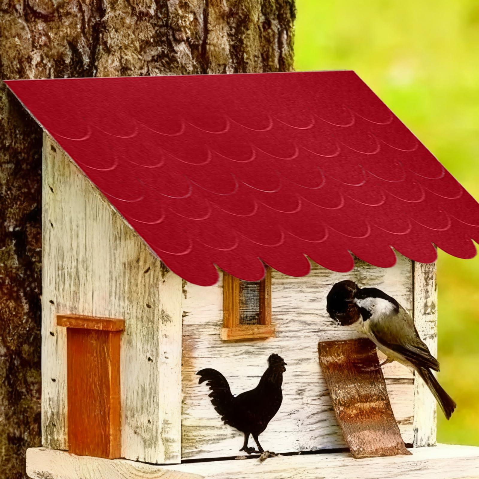 20 Piezas de Tejaspanel Sandwich Tejado para Techos de Casitas de Pájaros, Nest Membrana Impermeable y Resistente Al Desgarro para Techos de Casetas de Perros y Buzones (rojo)
