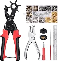 Vista 8 de Kamtop Juego de 240 remaches de cuero de doble tapa con alicates resistentes y perforador de agujero para cinturón, kit de herramientas de remaches