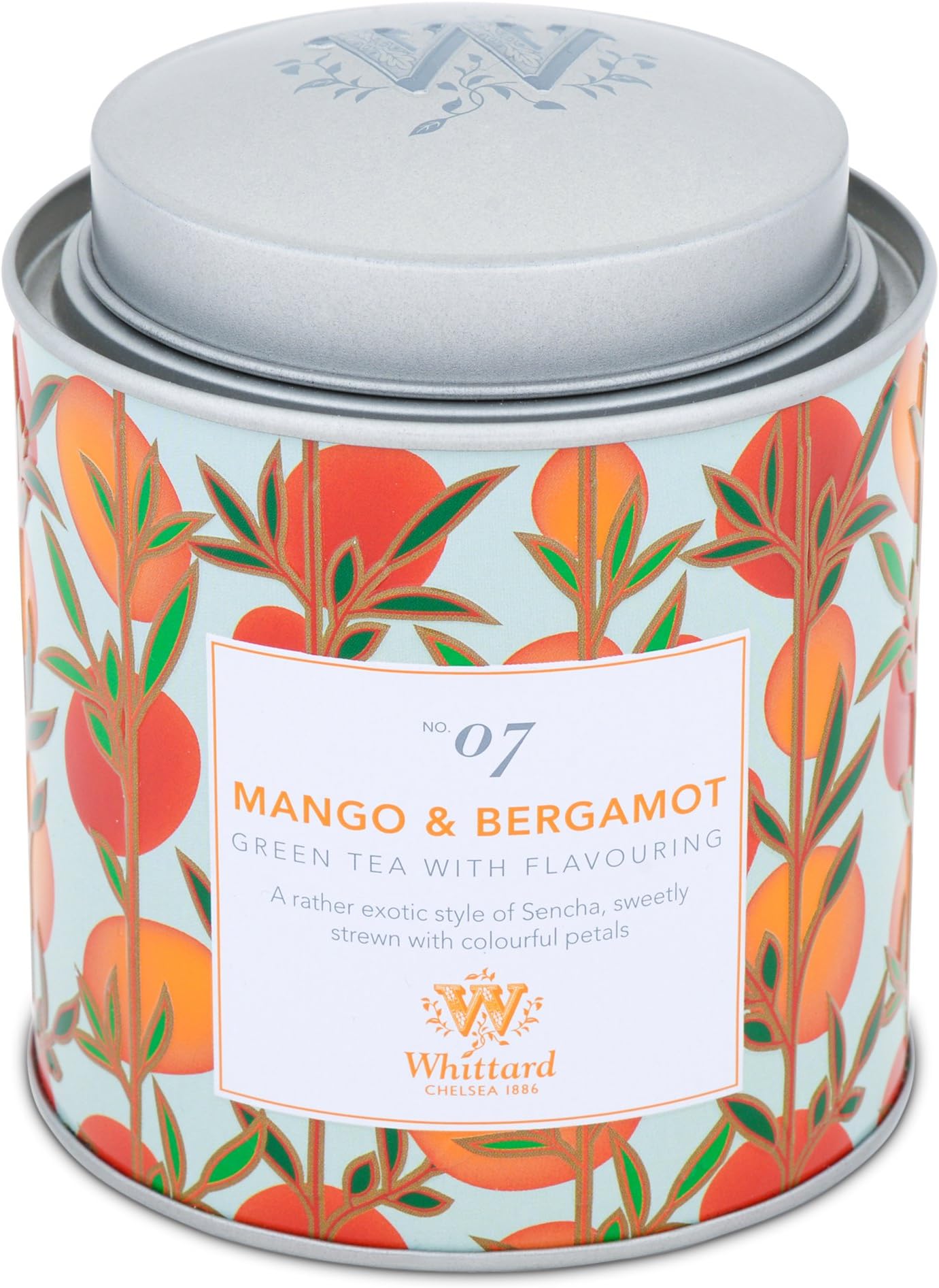 Whittard of Chelsea - Tea Discoveries Mango & Bergamot Caddy - Black Loose Leaf, Vegetarian, Vegan Friendly, Resealable Tin (100g, 1ct)