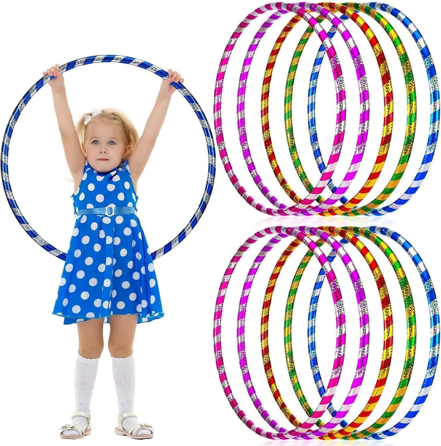 FlickBuyz Hula Hoop - Multicolor Fitness Hula Hoops - Plain and Glitter 55cm, 65cm, 75 cm Plastic Hula Hoops, Fitness and Dance Exercise Hoola Hoops (1, Glitter (75cm.))