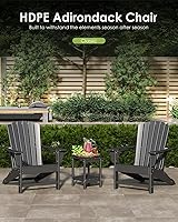 Vista 4 de GREENVINES Silla Adirondack Plástico HDPE Sillas de gran tamaño para hogueras Todo tipo de clima Negro Madera de polietileno