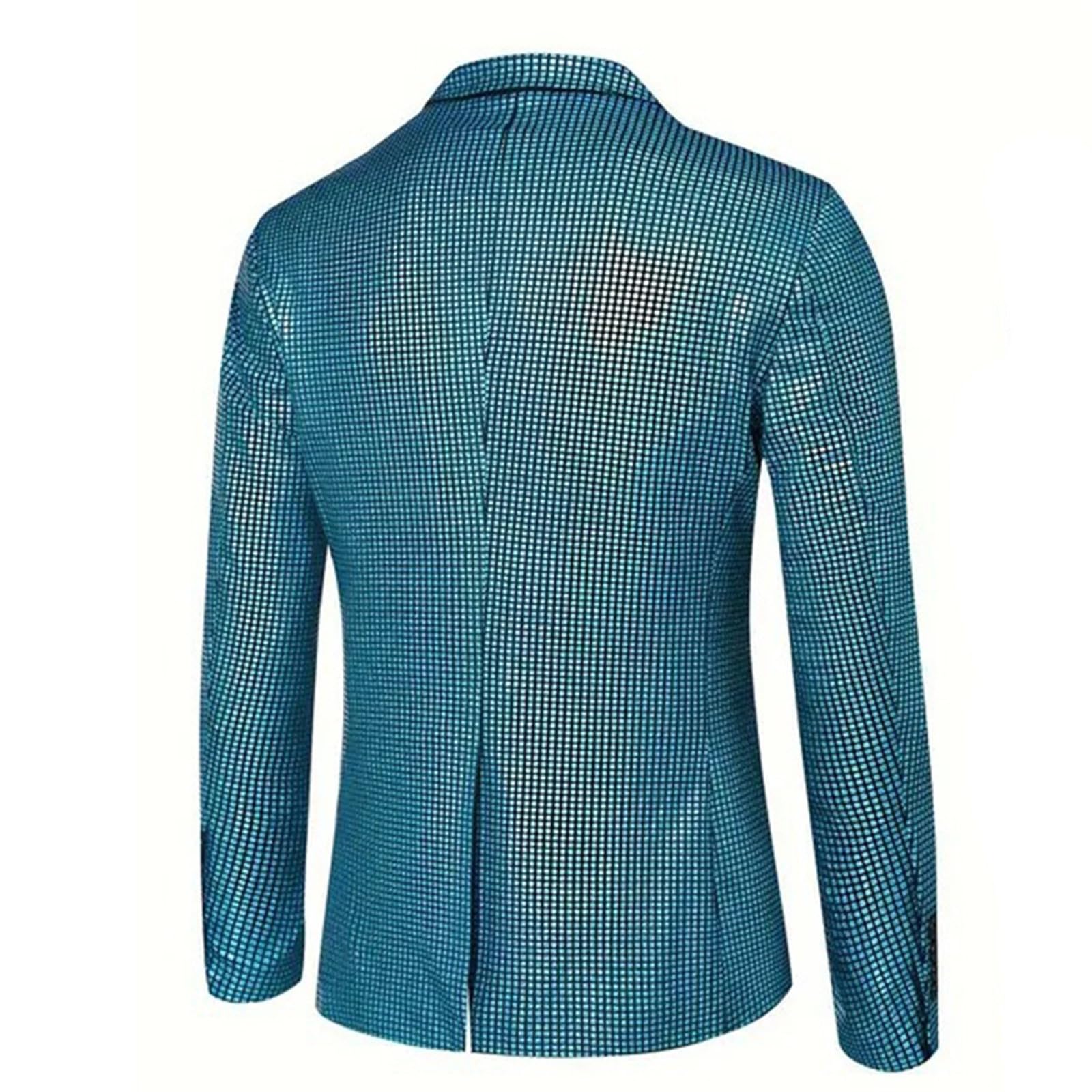Giacca con brillantini, da uomo, con paillette, colorata, slim fit, per matrimoni, feste, abbigliamento sportivo, per feste, carnevale, Capodanno, Blu, XL