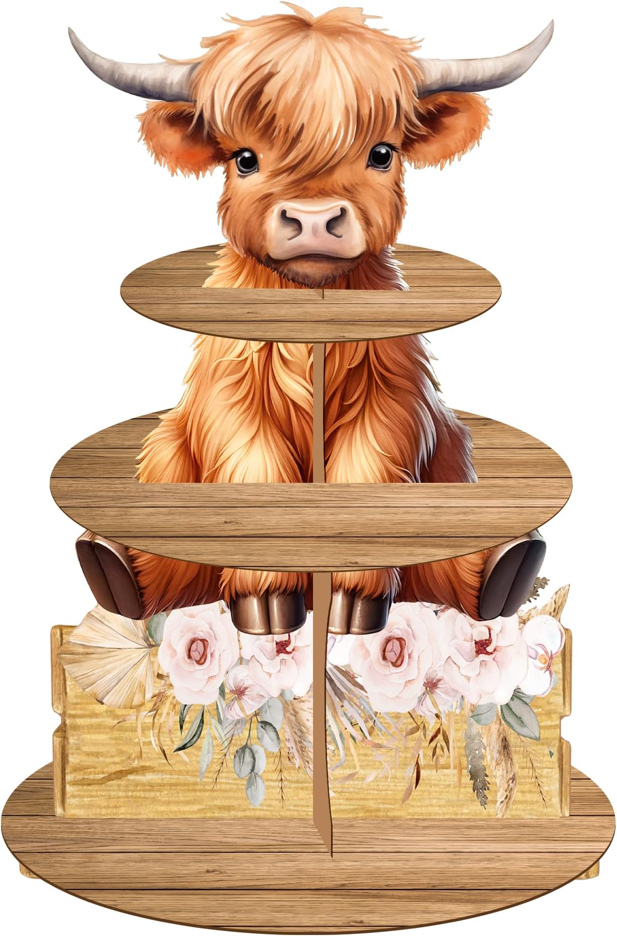 umoni Highland Cow Cupcake Stand Highland Cow Birthday Party Cardboard Cupcake Holder Decorations for Highland Cow Baby Shower Supplies