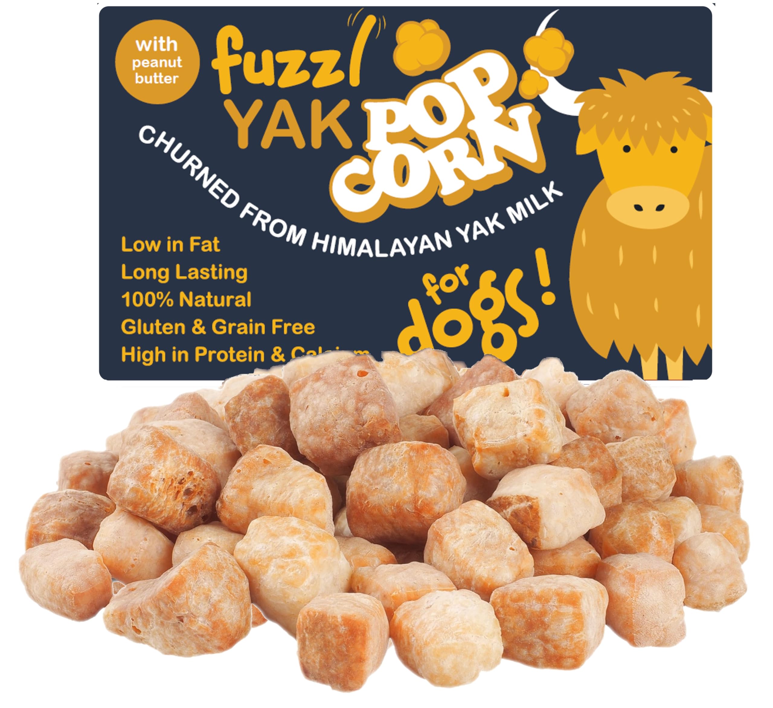 Fuzzl Peanut Butter Natural Yak Chew Bites 120g Large Pack Premium Dog Treats and Himalayan Milk Natural Long Lasting Dog Training Treats Yak Chews for Dogs Healthy Chews