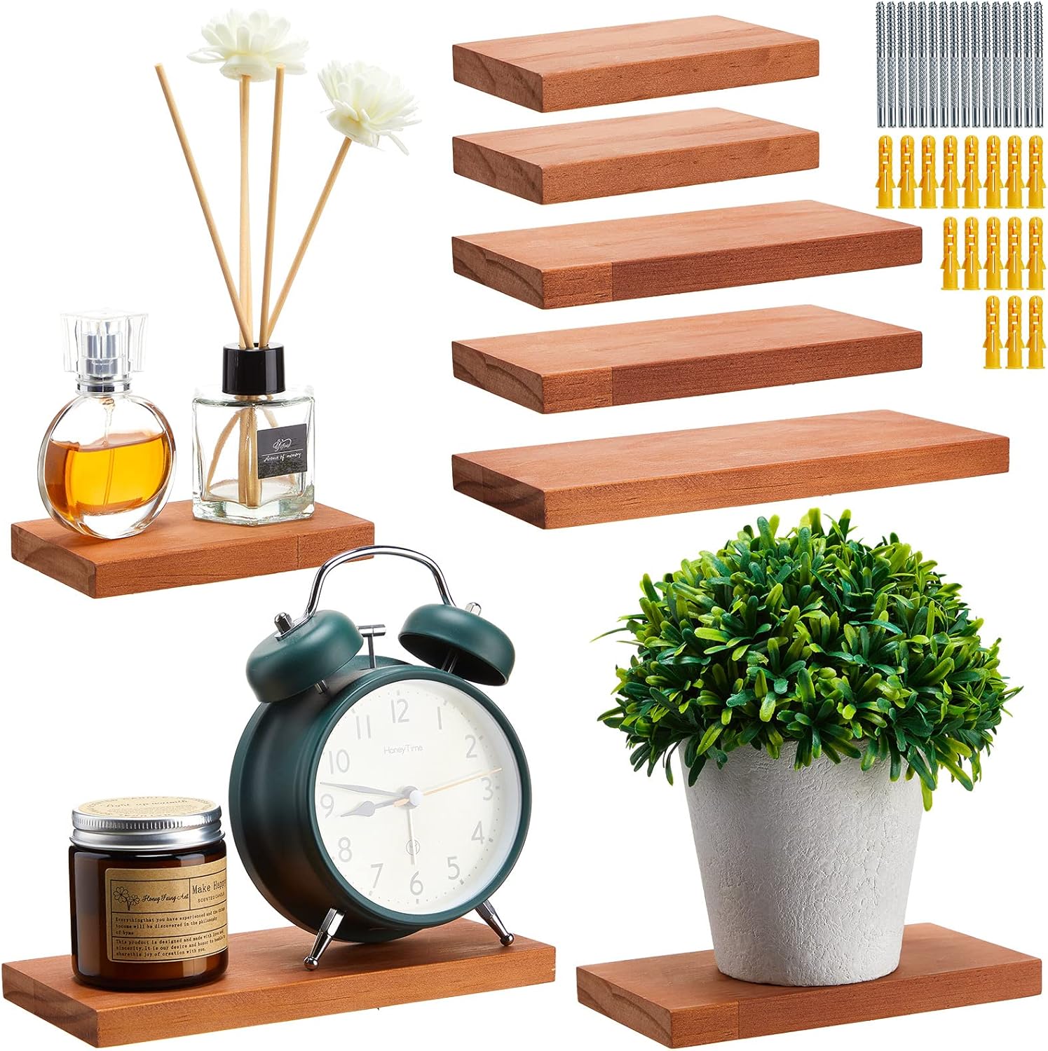 Maitys 8 Pcs Small Floating Shelves Mini Wall Shelf Rustic