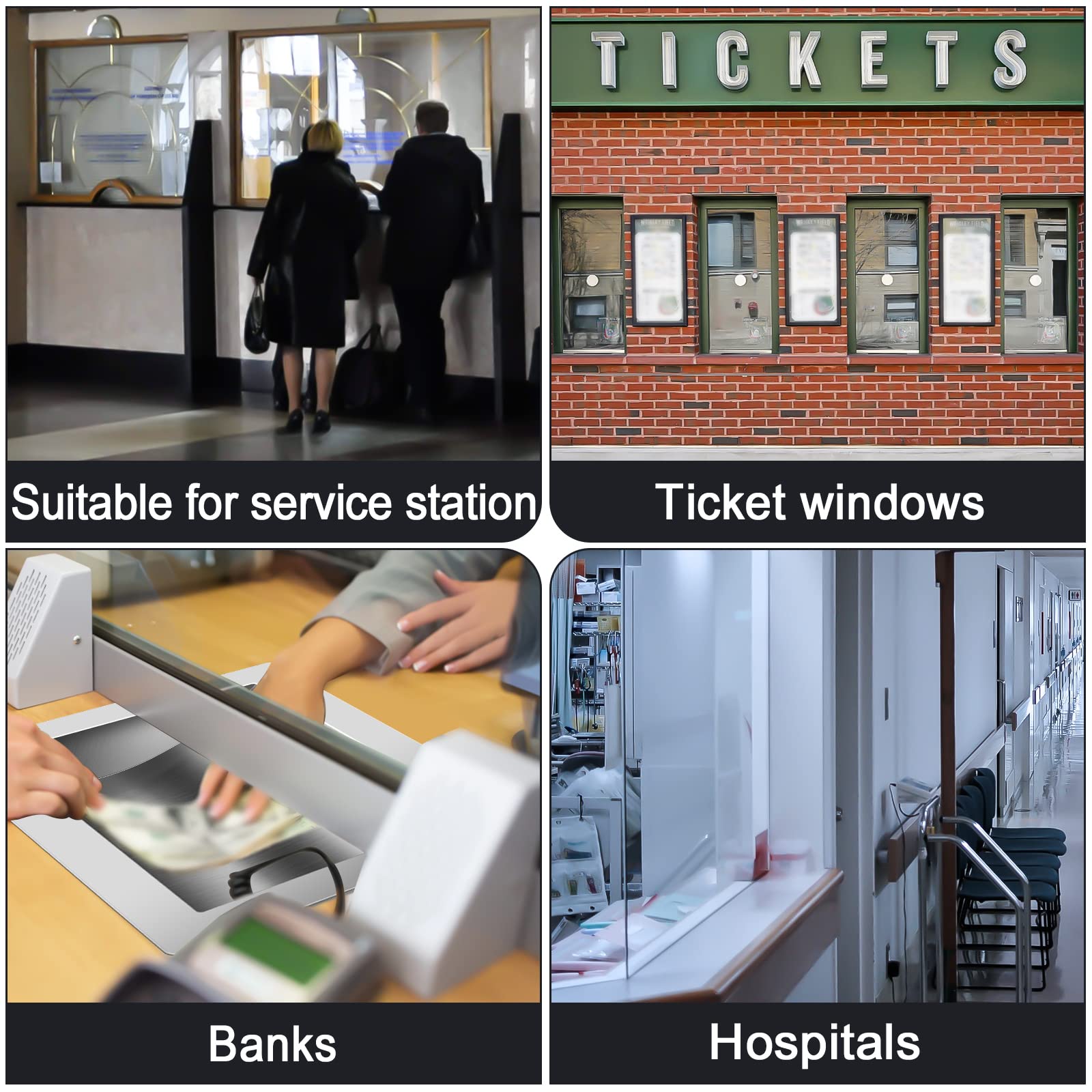 Drop-In Deal Tray, Transaktionsticket-Fenster, 1 Stück, 304 Edelstahl, Registrierkasse, eingebettete Handelsablage, geeignet für Servicestation-Ticket-Fenster