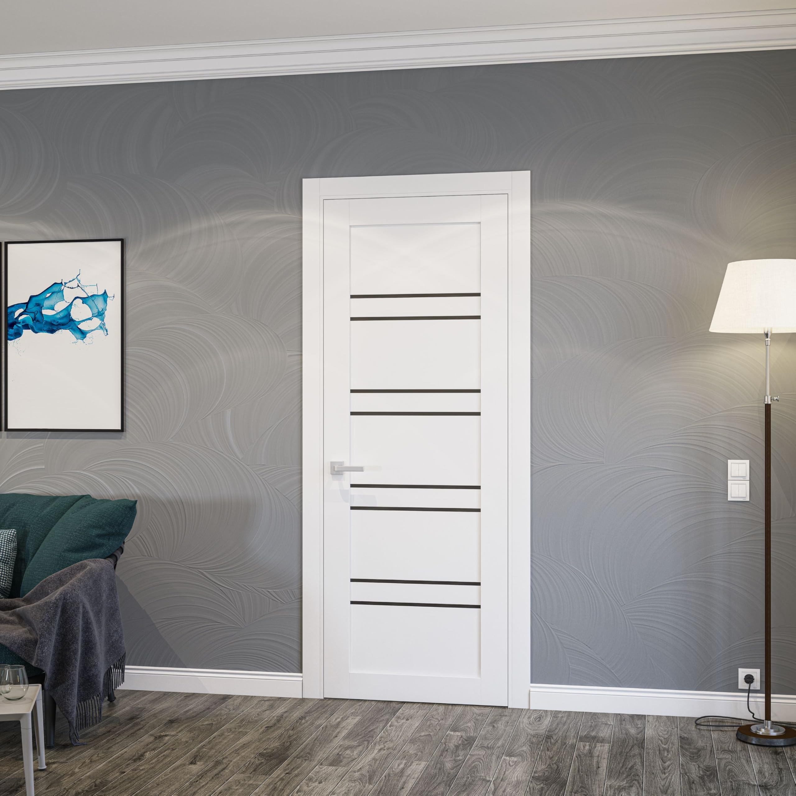 SARTODOORS Interior Door 36 x 96 inches | Base 1094 White Swing Door | Opaque Glass MDF Modern | Bedroom Bathroom