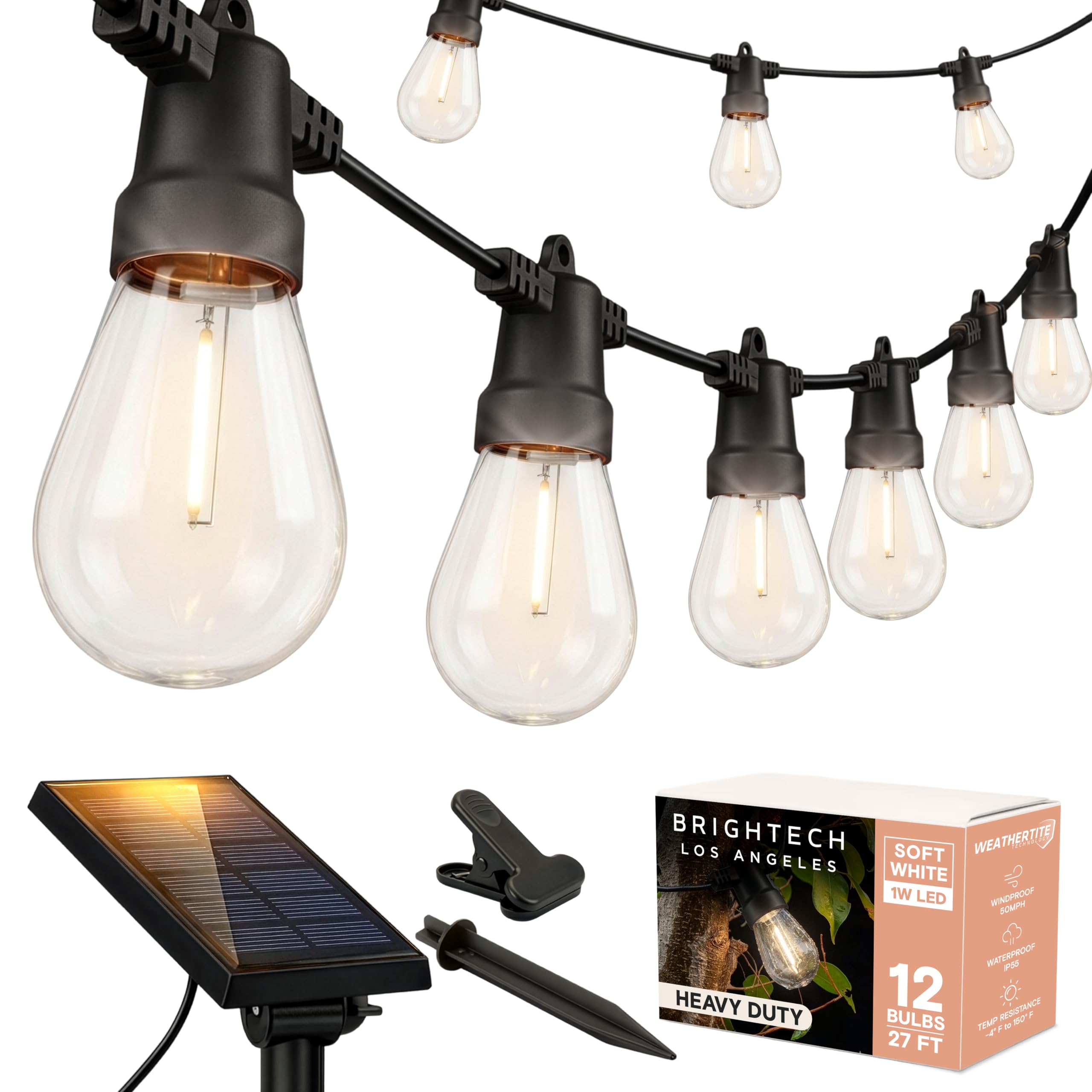 Brightech Ambience Pro solar string lights on a patio