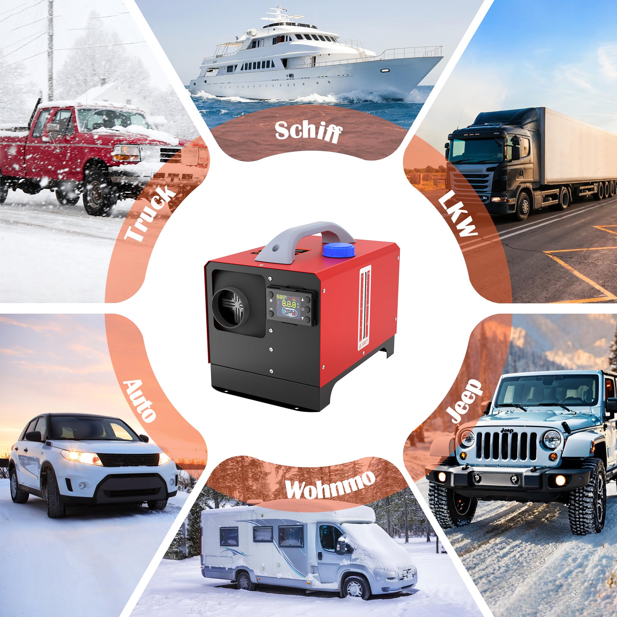FIVMEN Standheizung Diesel 8KW 12V Dieselheizung mit Fernbedienung und LCD-Display Diesel Lufterhitzer Air Diesel Heizung Schnelles Aufheizen für LKW Wohnmobil RV Boote Auto, Typ E