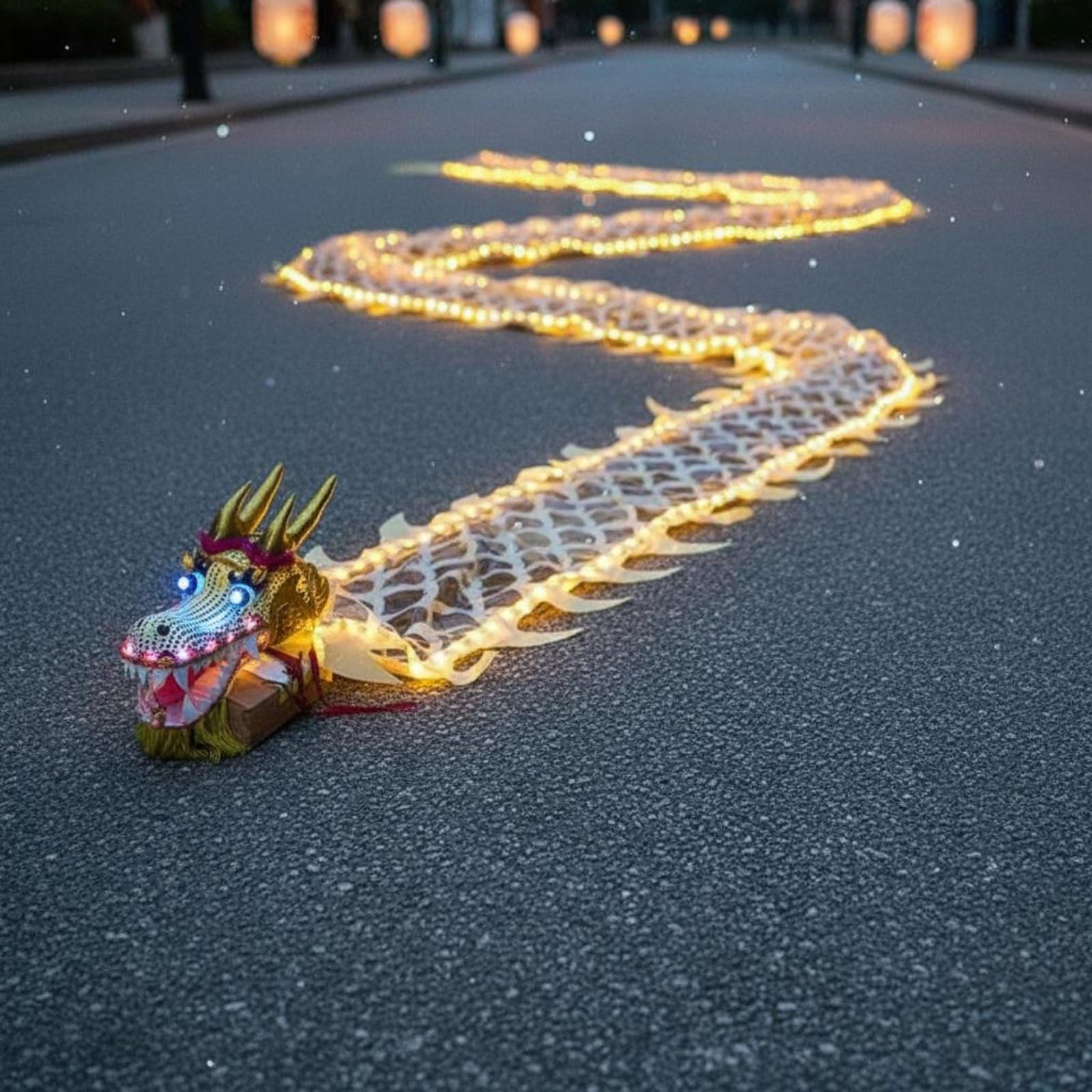 LED Dragon Poi, Drachenband mit Kopf, Wu Long für Outdoor Park | Flinging Wu Long Streamer, 3D-Drachenband-Streamer mit Lichtern für Erwachsene, Senioren, Aufführung, Fitness