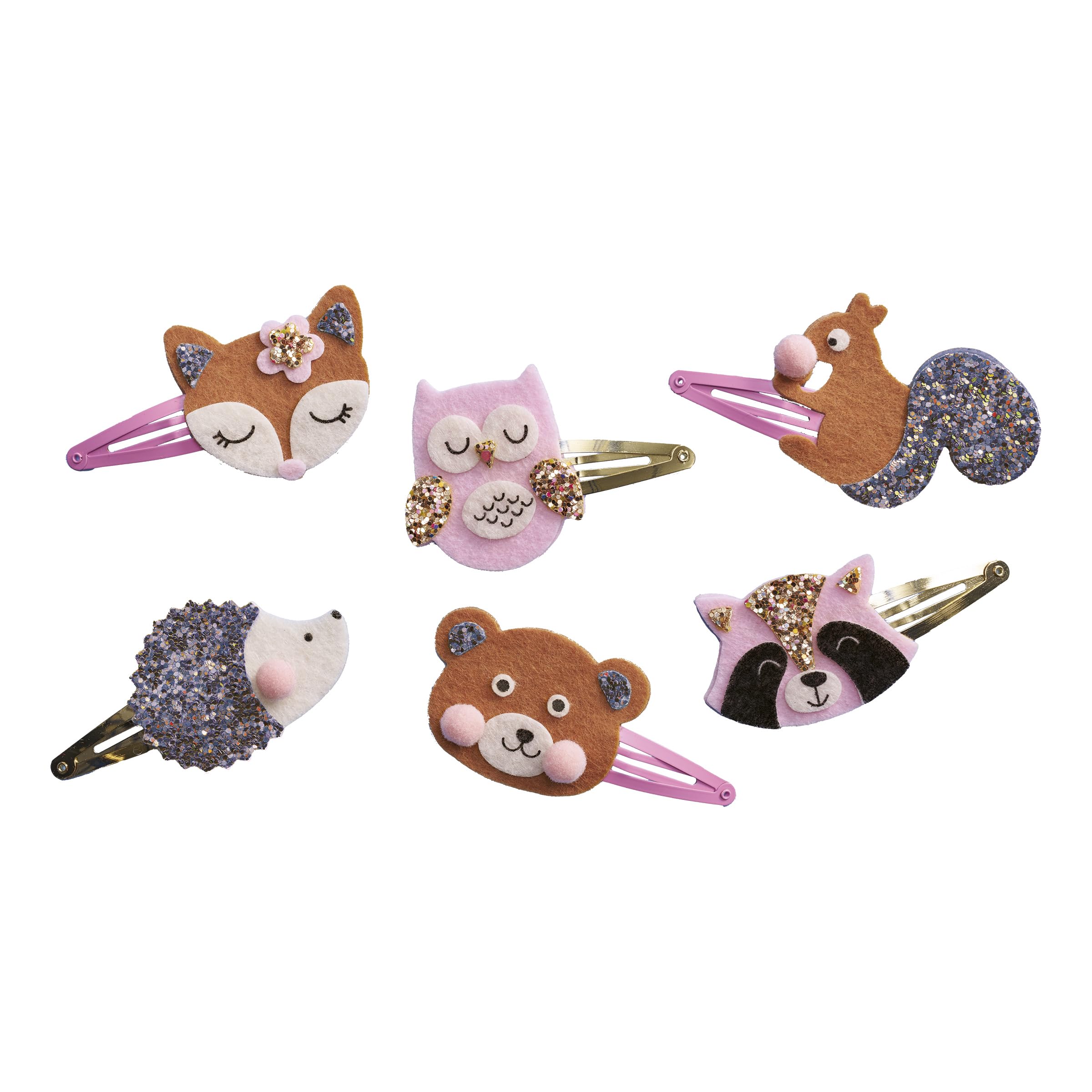 Janod, Set of 6 hair clip to Create, Forest animals, Children's Creative Leisure Kit, Fine motor skills and creativity - Image 2