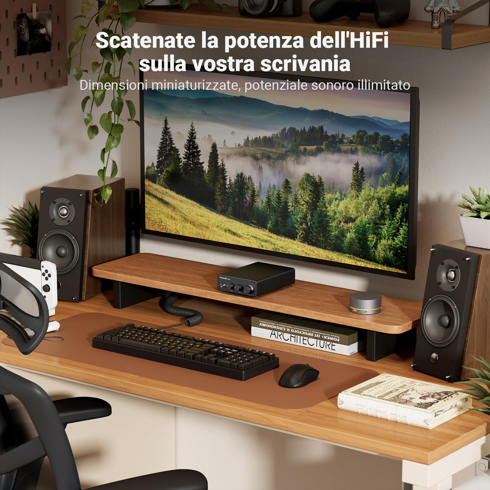 Fosi Audio TB10D Amplificatore Audio, 600W Chip TI TPA3255, Mini Amplificatore HiFi Stereo, 2.0 Canali Classe D Amplificatore, con ingresso analogico (RCA), Controllo Alti e Bassi per Home Theater