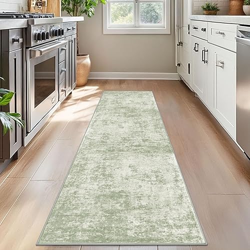 Miniatura 64 de Alfombra moderna y abstracta de área pequeña para interior de 3 x 5 pies, alfombra lavable, antideslizante, suave, verde salvia, gris, alfombra de