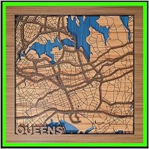 MarqArt Queens, NY, House Decor, 3d Wood Map - 100% Handmade in America - New York Souvenir and Gift Wall-Art