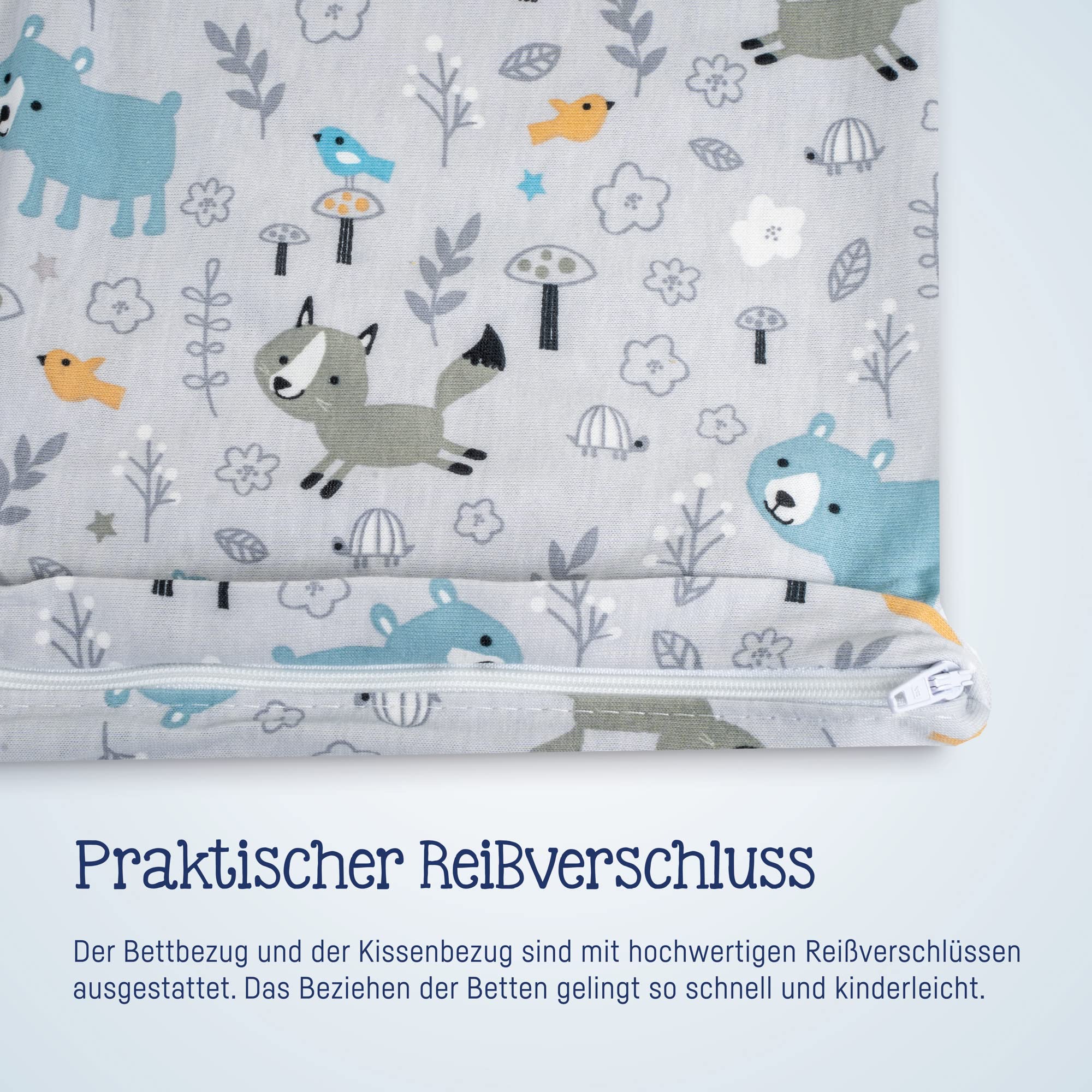 Julius Zöllner Juego de Ropa de Cama Infantil de 100 x 135 + 40 x 60 cm, 2 Piezas, Funda nórdica y Funda de Almohada, 100% algodón, con Cremallera, estándar 100 de Oeko-Tex, Smart Friends