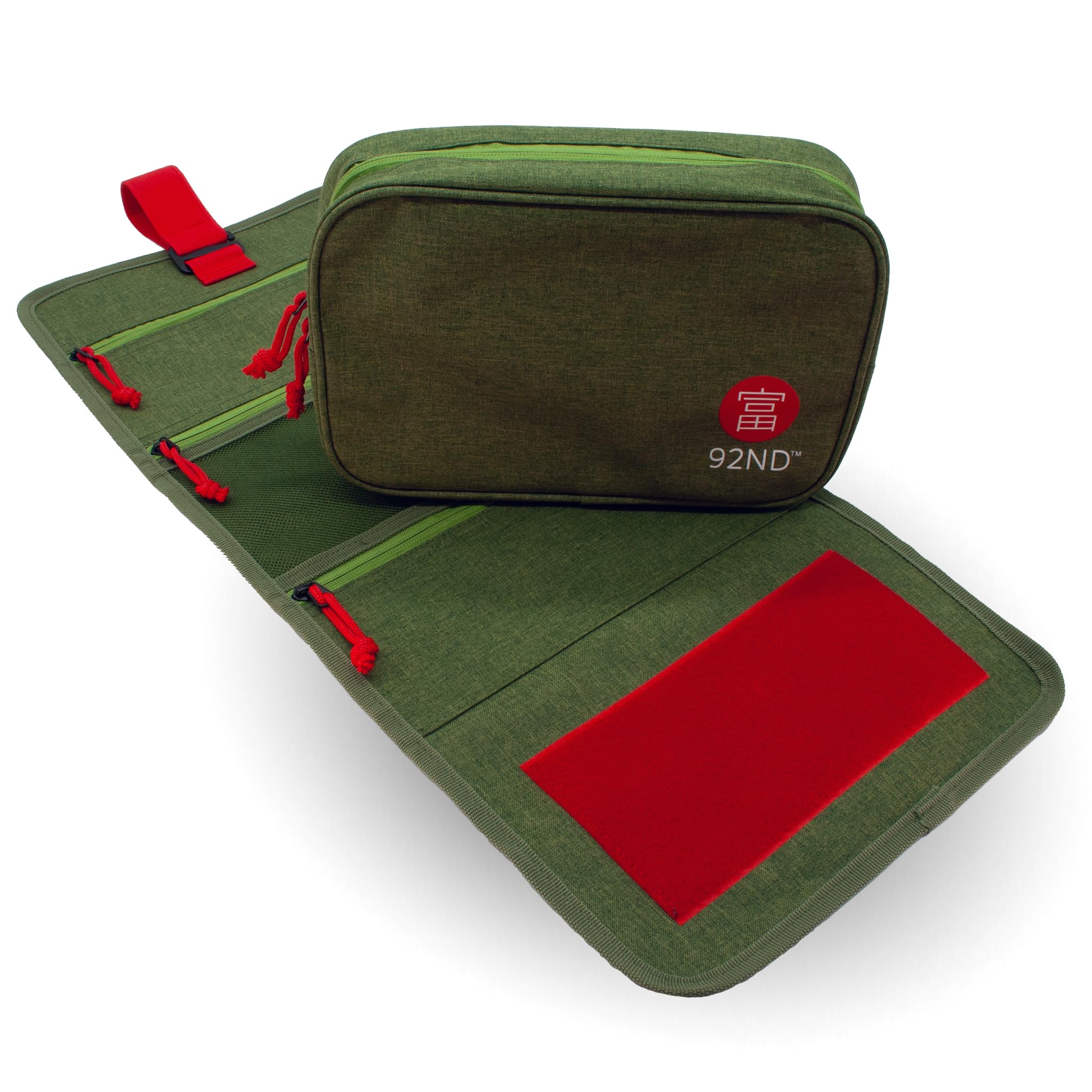 92ND.Supply Washroll - Borsa da toilette da appendere, impermeabile, verde, 4 l, con gancio e scomparto inferiore rimovibile, viaggio e uso quotidiano