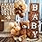 Baby Shower Decorations Boxes with 27 letters - 4 Wood Grain Brown Blocks with 27 Letters, First Birthday Centerpiece Decor, Teddy Bear Baby Shower Supplies, Gender Reveal Backdrop