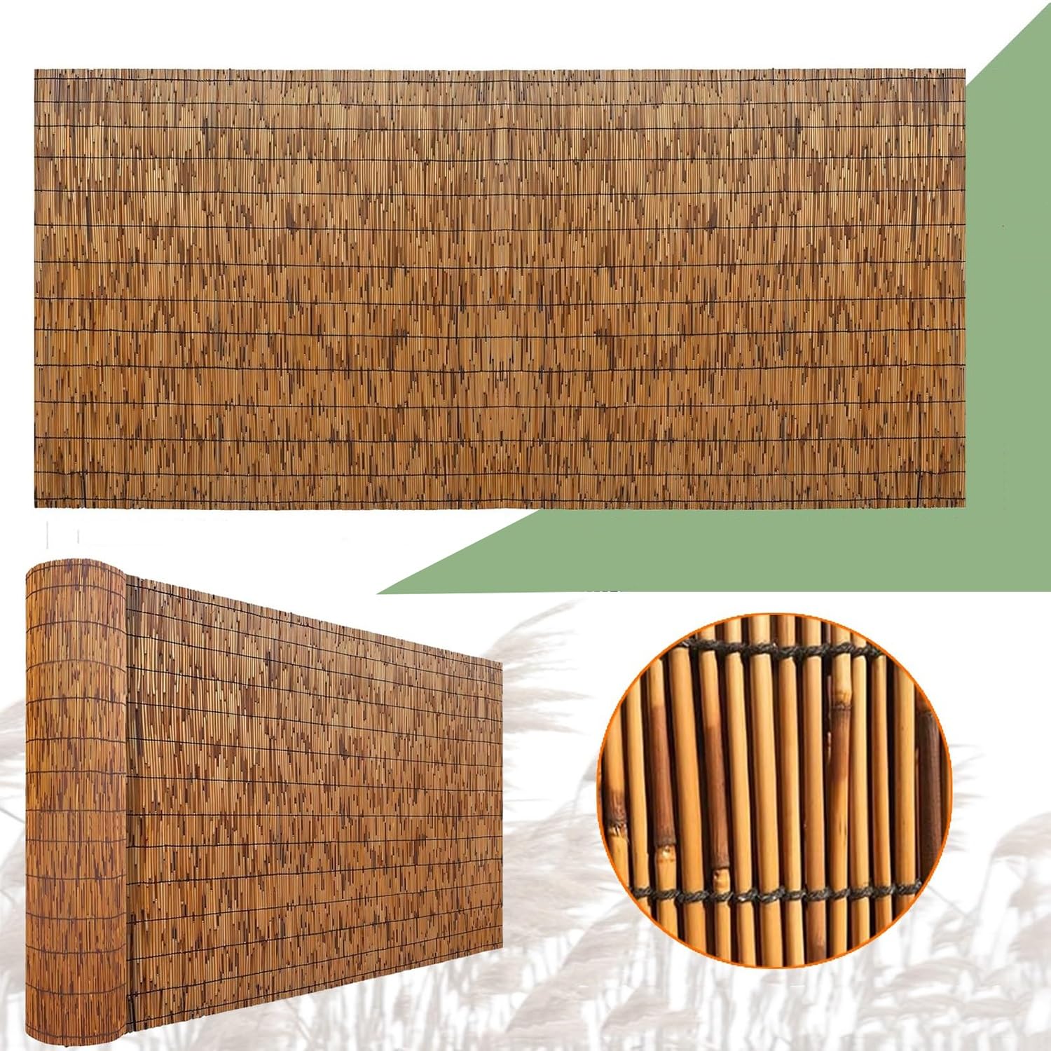 Questa Recinzione in bambù Realizzata a Mano è Arrotolabile, Impermeabile e Traspirante, Facile da installare, Ideale per Il Giardino e Gli spazi Esterni, con Altezze da 60 cm a 240 cm, eleg