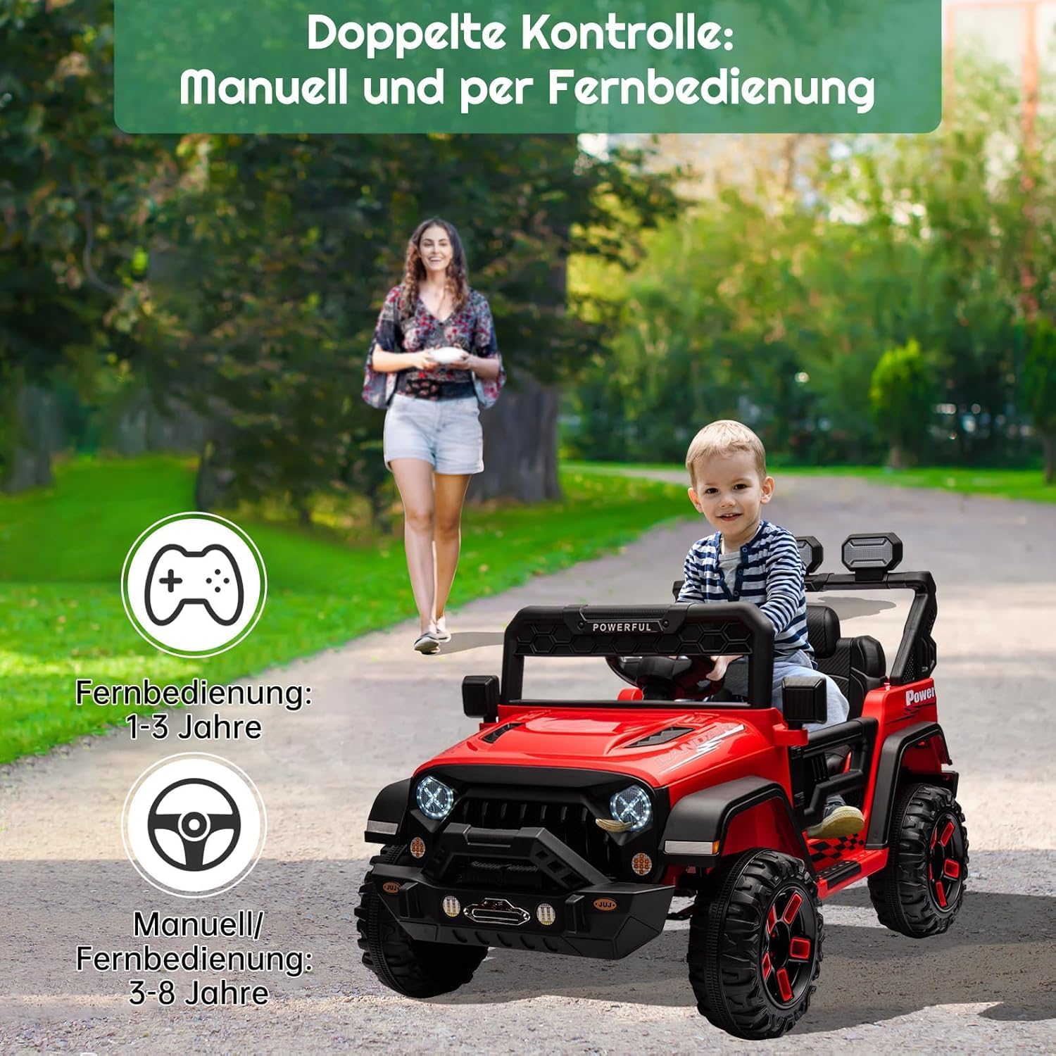 Elektroauto für Kinder, 12V Kinderauto Elektrisch mit 2.4G Fernbedienung, Kinder Elektrofahrzeug mit Musik, Hupe und Scheinwerfer, 2 Motor Kinderfahrzeug für Jungen Mädchen ab 3 Jahren, Weiß