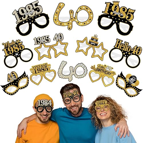 Miniatura 7 de Turypaty 24 gafas de papel para decoración de cumpleaños número 50 de 1974 para hombres y mujeres, lentes de papel de feliz cumpleaños de 50 años,