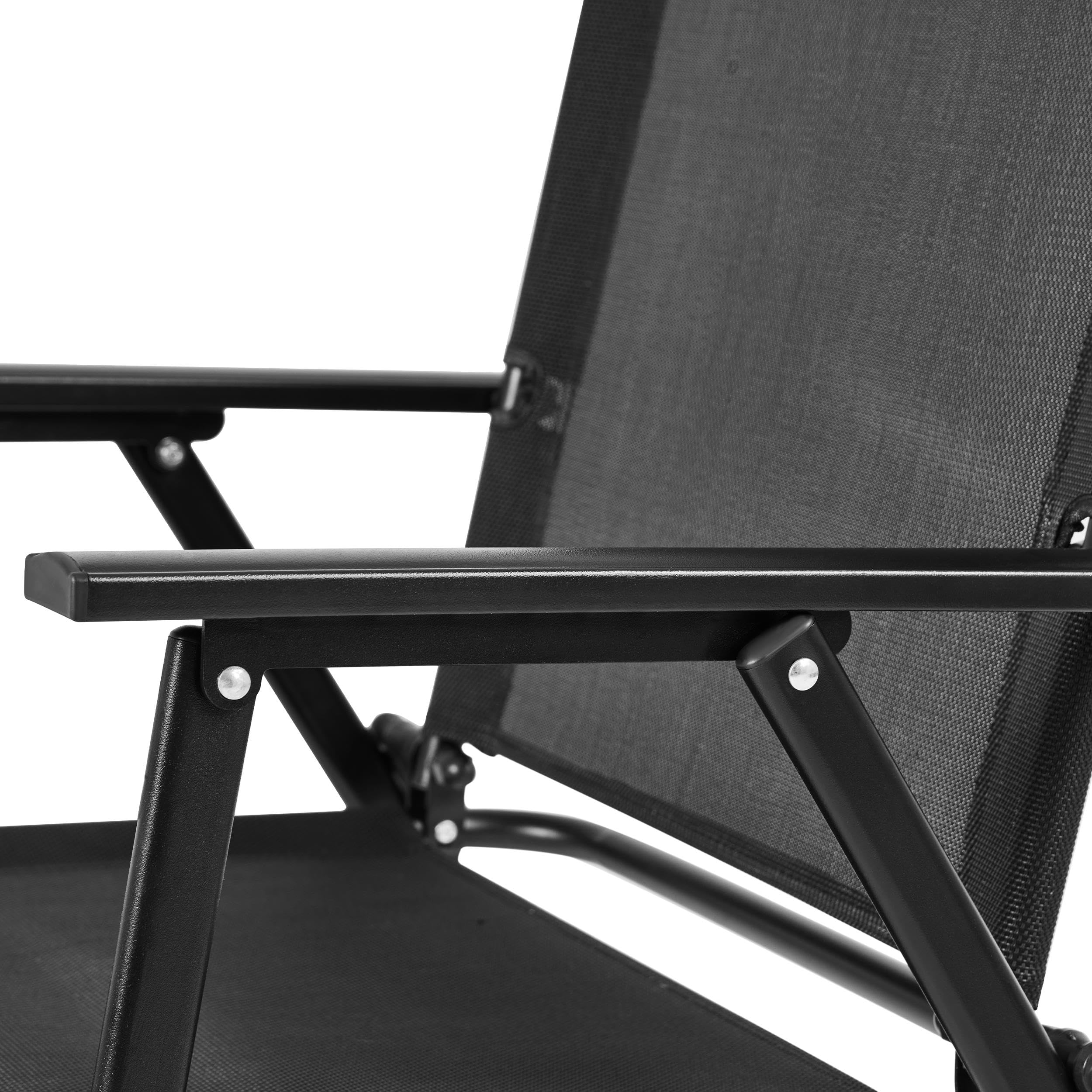 Yaheetech Set 2 Sedie da Giardino Pieghevoli con Braccioli Telaio in Metallo Seduta in Tessuto Portata 100 kg Nero