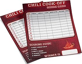 Chili Cook Off Scorecards 25 Pack – 5x7 Judging Sheets for Chili Tasting Contest – Voting Ballots for Cook-Off, Fiesta Party, Fall Festival, Tailgate – Heavy Cardstock – Made in USA
