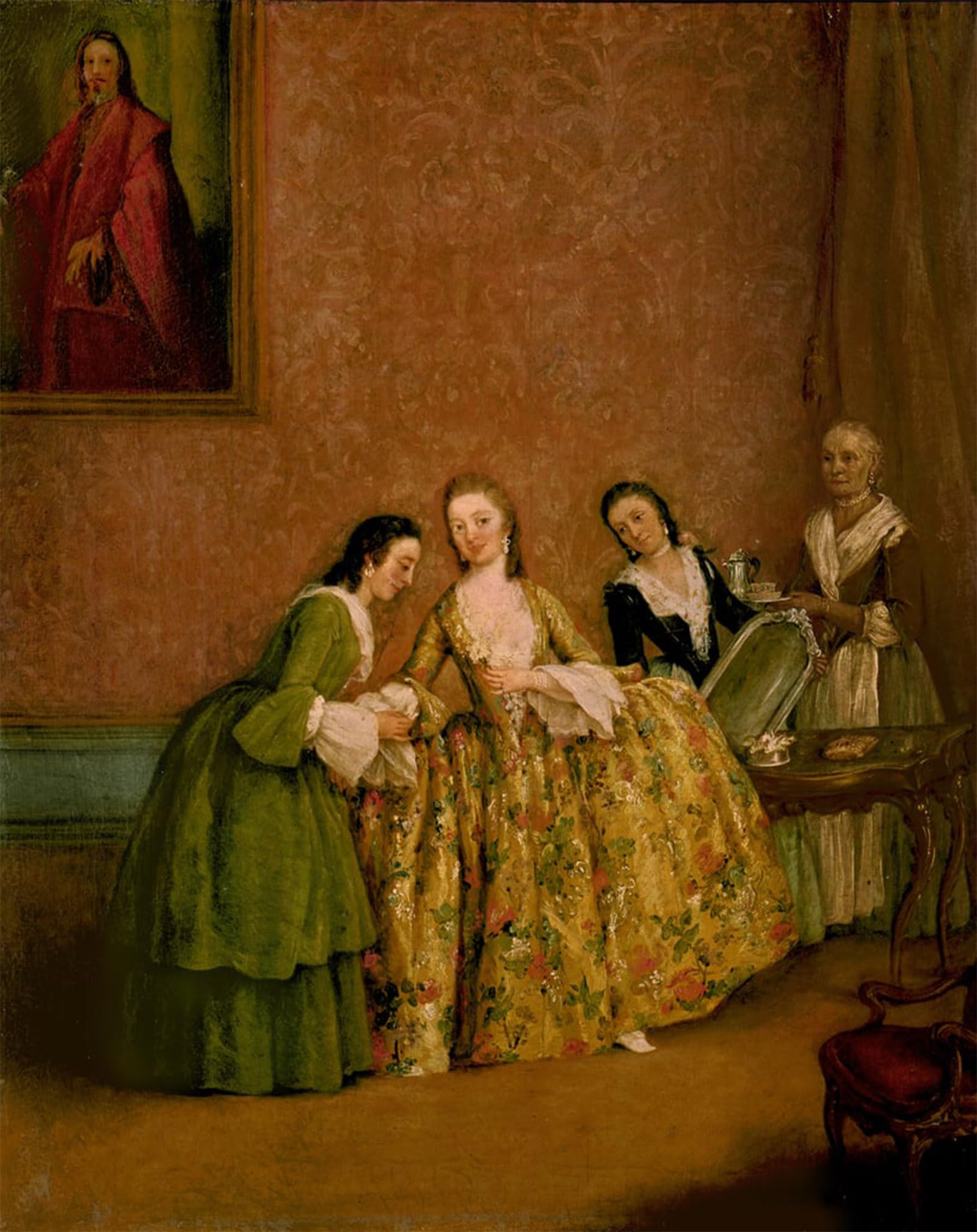 Posteriik No Frame Vintage Print Pop Art Landscape Artwork Lady Dressing Or Lady At Her Toilet By Pietro Longhi Art Prints For Office Home Decor 60X90cm