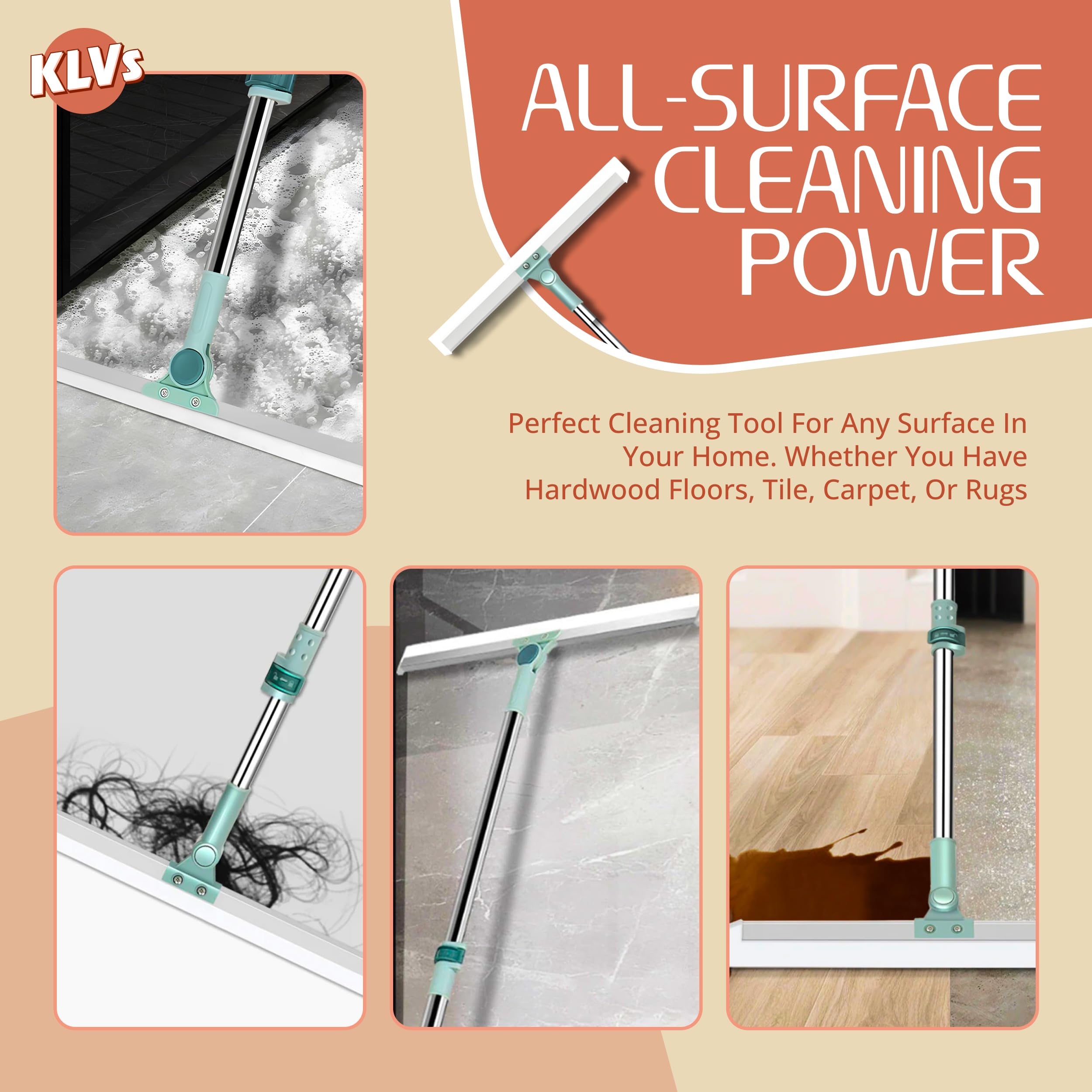 Tawzix Magic Broom Silicone Floor Wiper – Heavy-Duty Floor Cleaning Squeegee with Stainless Steel Extendable Handle | Multipurpose Bathroom, Kitchen, Tile & Window Cleaner 2