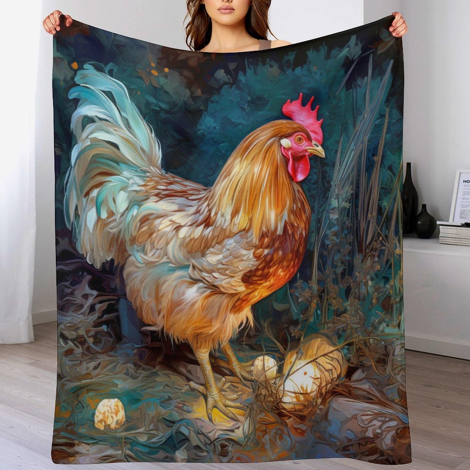 Couverture lit coq en flanelle haut de gamme au tissage doux et résistant