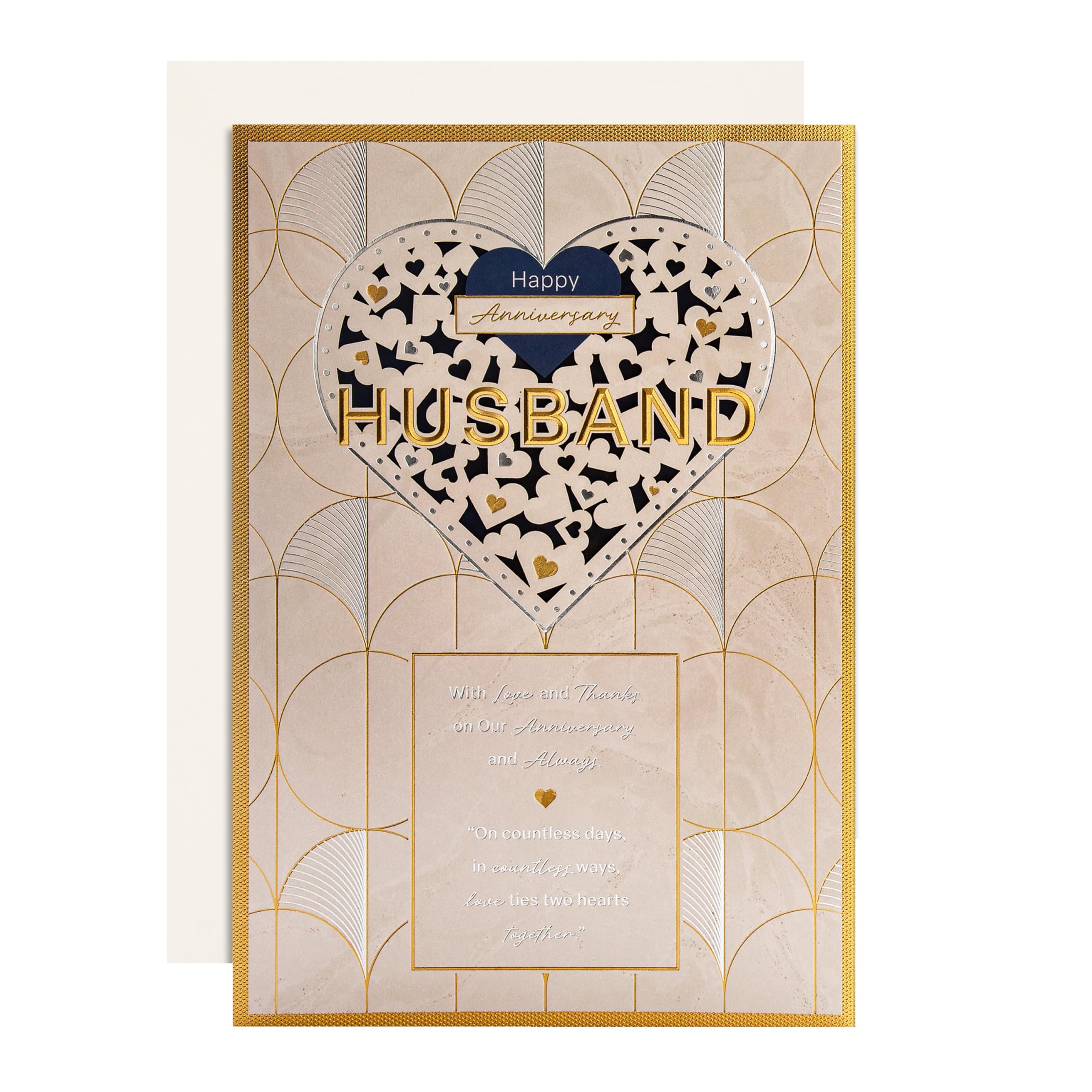 Hallmark Anniversary Card for Husband, Light Pattern with Heart Design, White