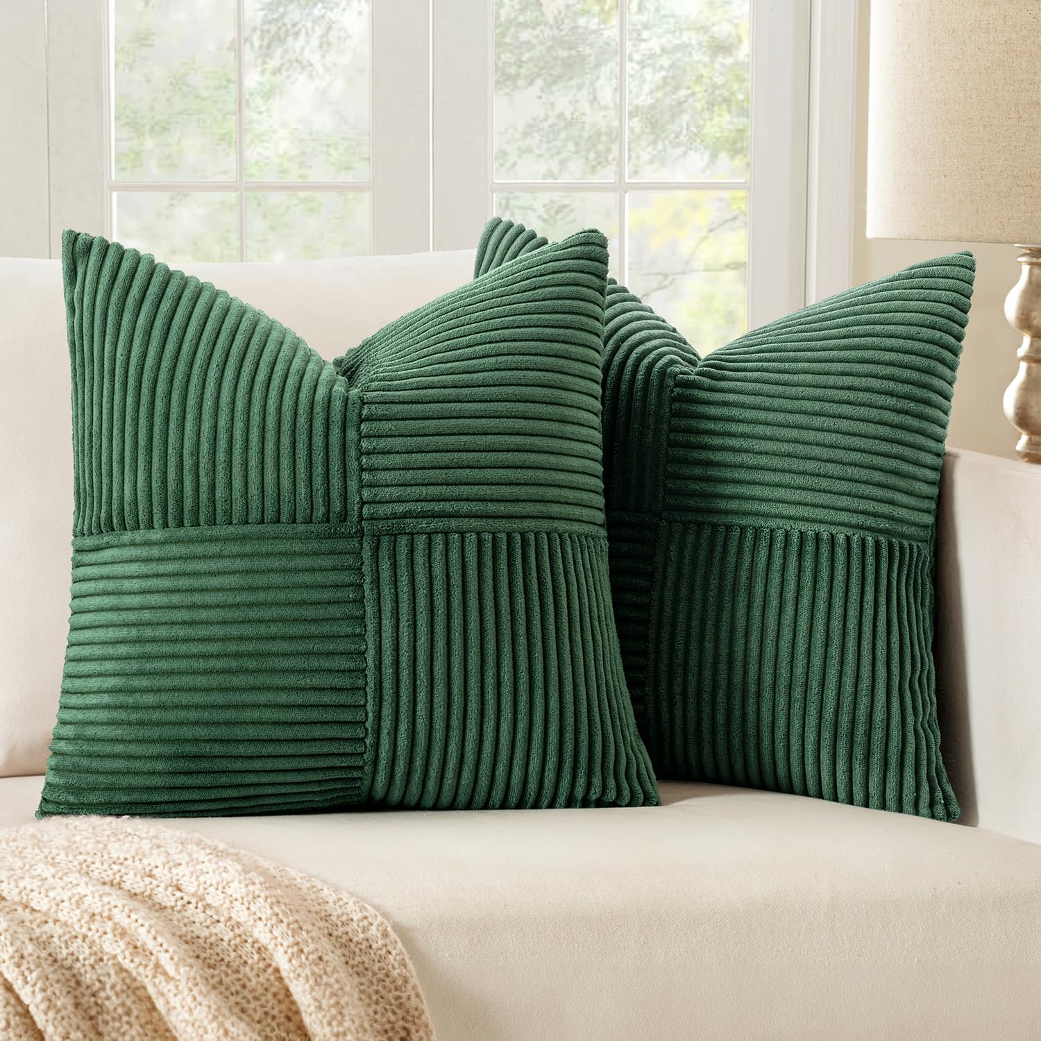 MIULEE 2er Set Kord Kissenbezug Dekorative Kissenhülle Sofakissen Modern Weich Deko Couchkissen mit Verstecktem Reißverschluss Sofa Zierkissenbezug