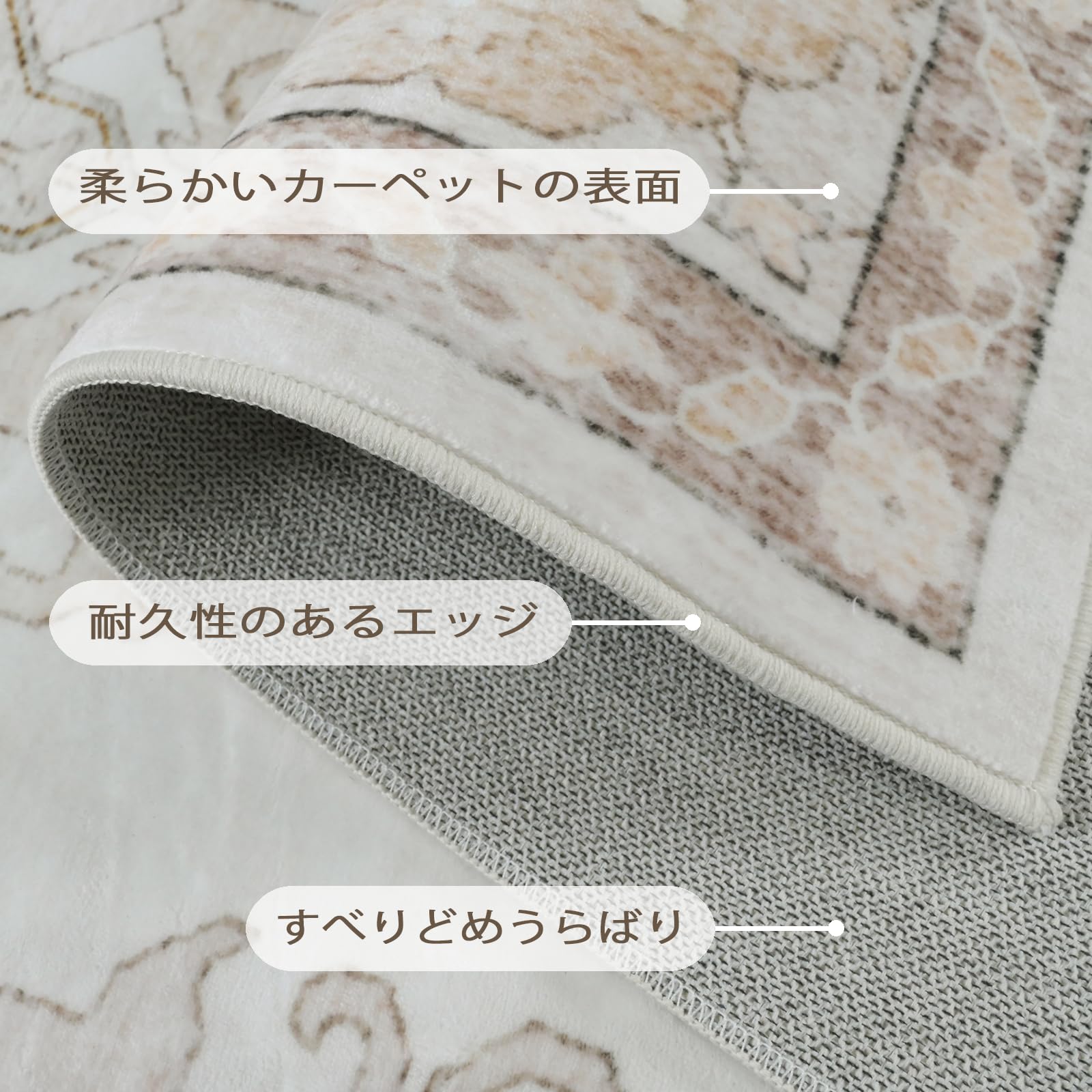Amazon | FORTSEA 洗える ラグマット 3畳 200×250cm ペルシャ風 幾何学