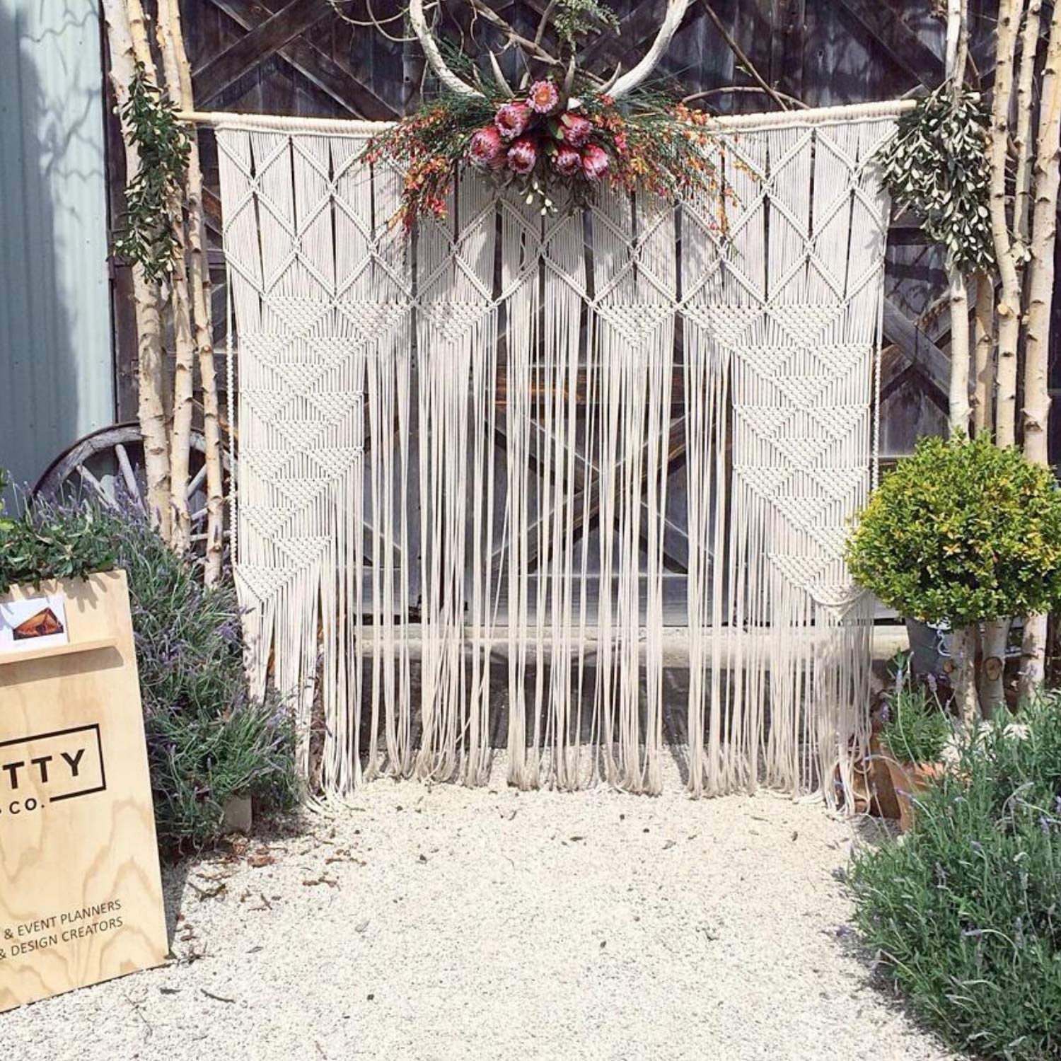 Bohemian Macrame Wall Decor Boho Chic Style Macrame Wedding Arch 75"W x 85"L