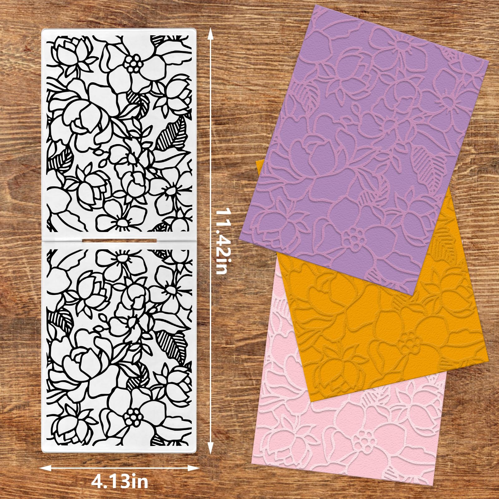 Glodecart Flower Background Embossing Folder, Plastic Textured Impressions Rose Flower Embossing Folder Template for Card Making Greeting Birthday Cards Scrapbooking Paper Craft Album Stamps DIY Décor