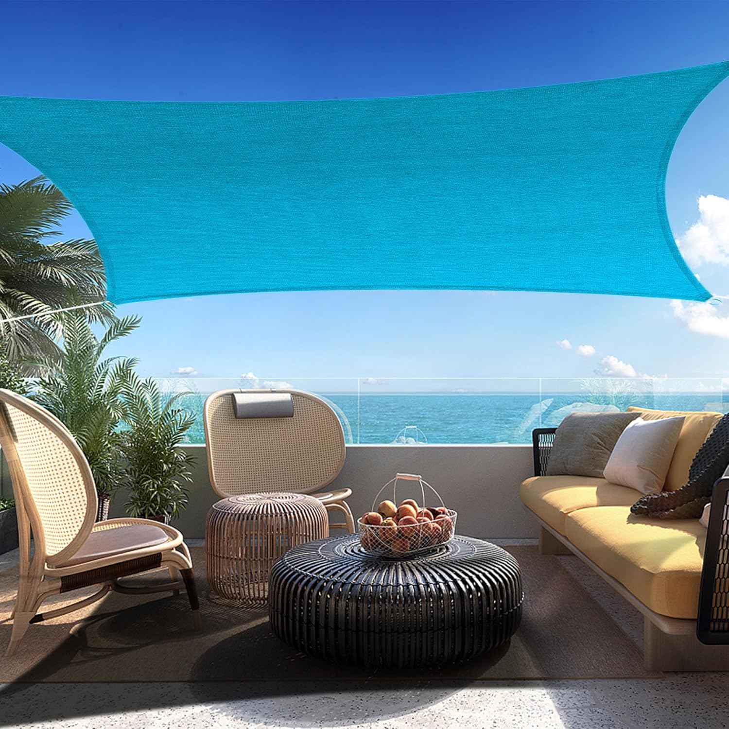 16' x 20' Turquoise Rectangle Sun Shade Sail Canopy Durable Fabric UV Block Awning, We Make Custom Sizes