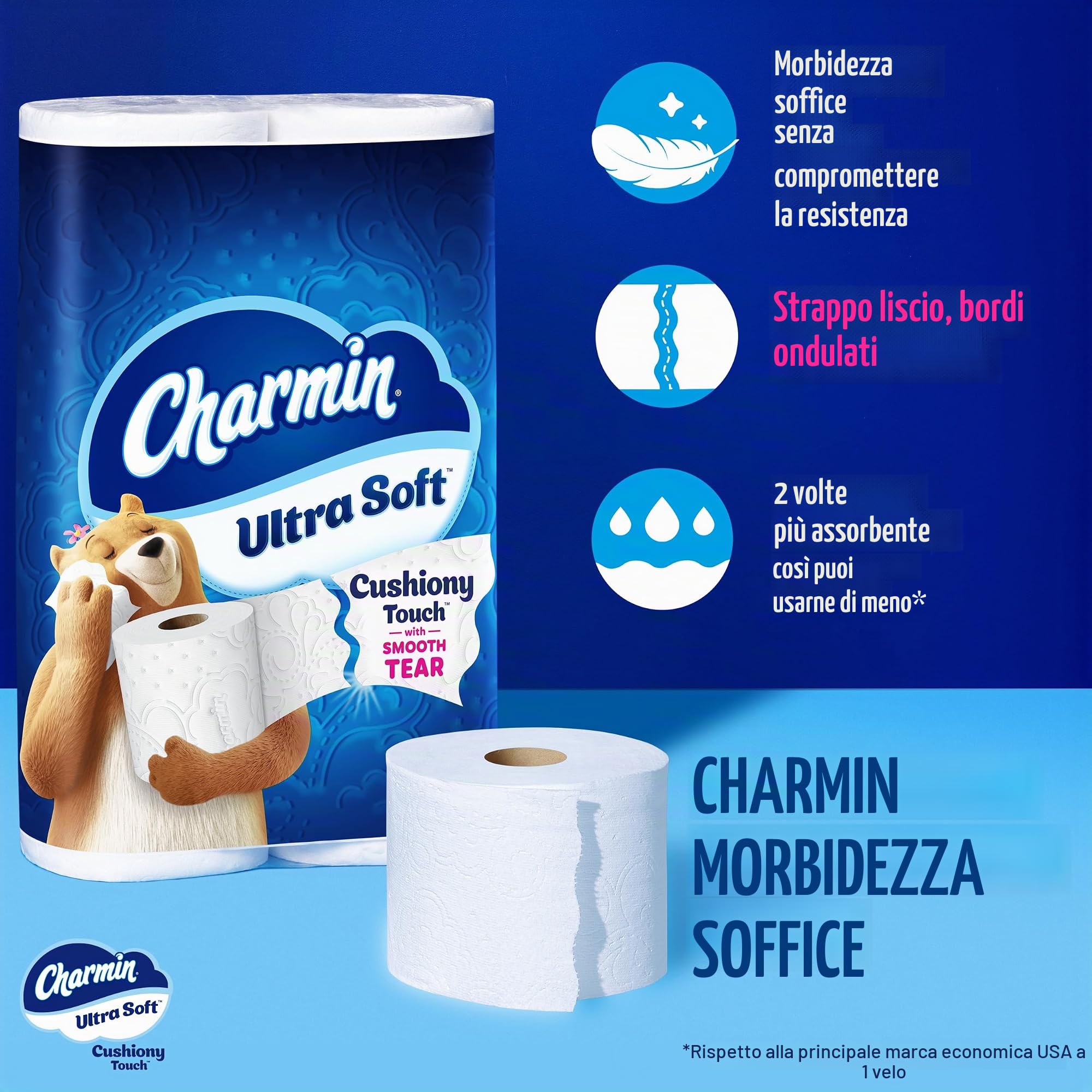 Charmin Carta igienica ultra morbida al tatto, 24 rotoli Mega Famiglia = 123 rotoli regolari