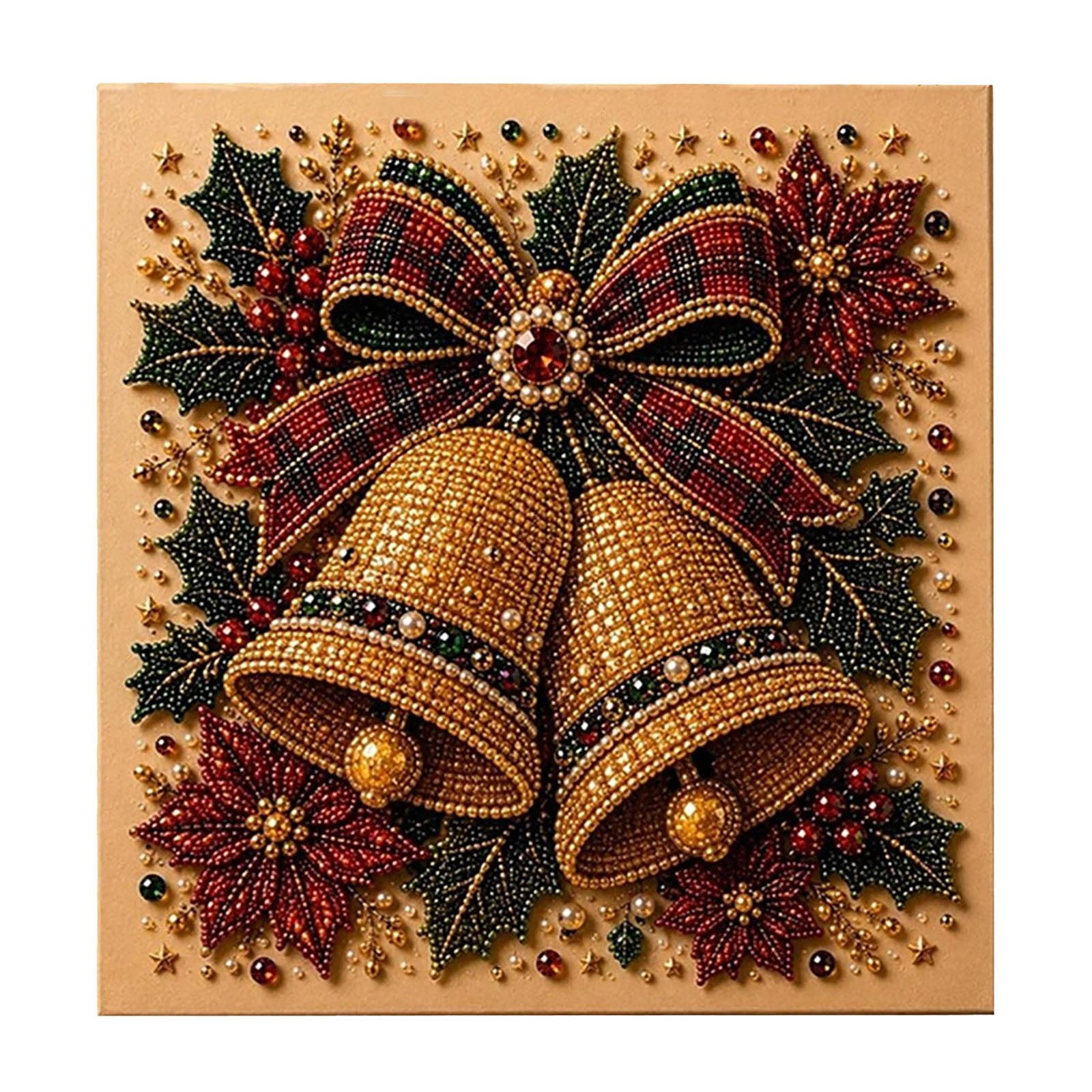 Diamond Painting,Christmas Pearl Diamond Painting Art Kit with Frame, Christmas Pearl Beads Art Craft for Adults, Diamond Gemstone Dots for Home Wall Decor, Hobby Relaxing Creative