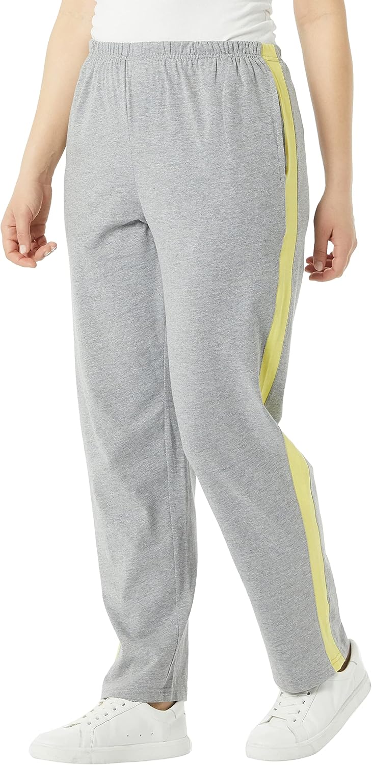 AmeriMark Women's Contrast Stripe Sweatpants Pull-On Pants with Pockets