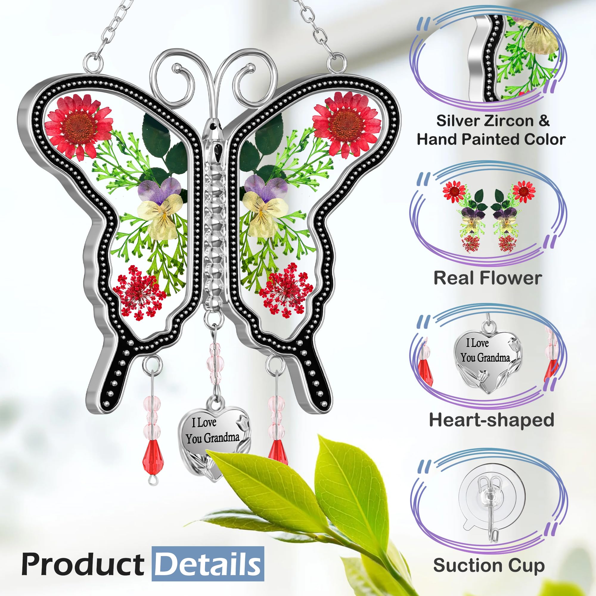 KY\u0026BOSAM Atrapasoles De Cristal De Cristal De Mariposa Regalos Para Mujeres  Dia De La Madre Regalos Para Mama De Hija Hijo Madre Decoracion De, image size:2000x2000