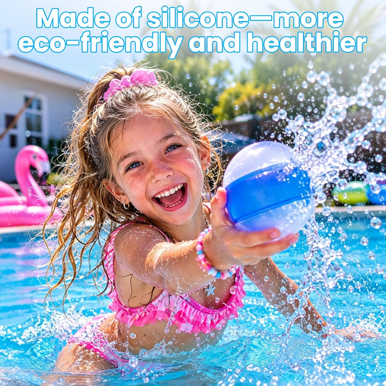 24Pcs reusable water balloons - Quick Fill Refillable Silicone Water Balloons, Outdoor Games for Pool, Beach, Backyard and Summer Party, A great gift for children ages 3–14