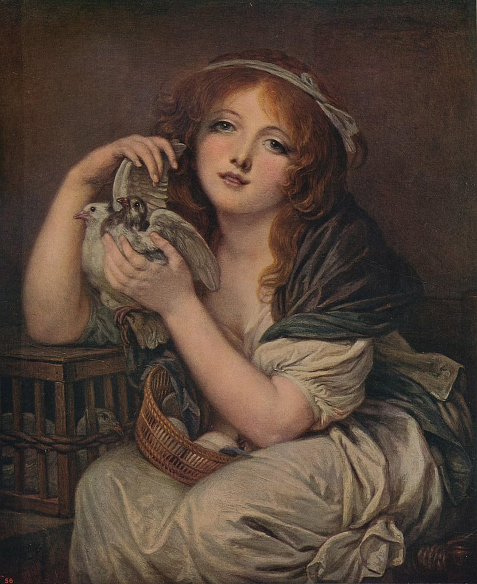 ARTXLXXBN Famous Art Print Poster Vintage Wall Art Woman with Doves by Jean Baptiste Greuze Canvas Art Poster for Home Decor 60x90cm