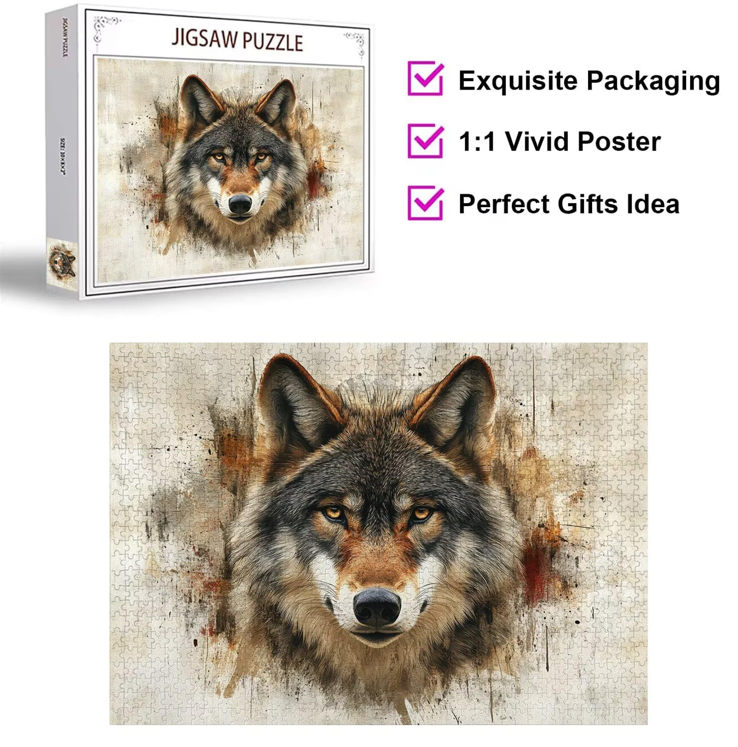 Puzzle 3000 Pezzi astratto Puzzle Legno lupo, n-35